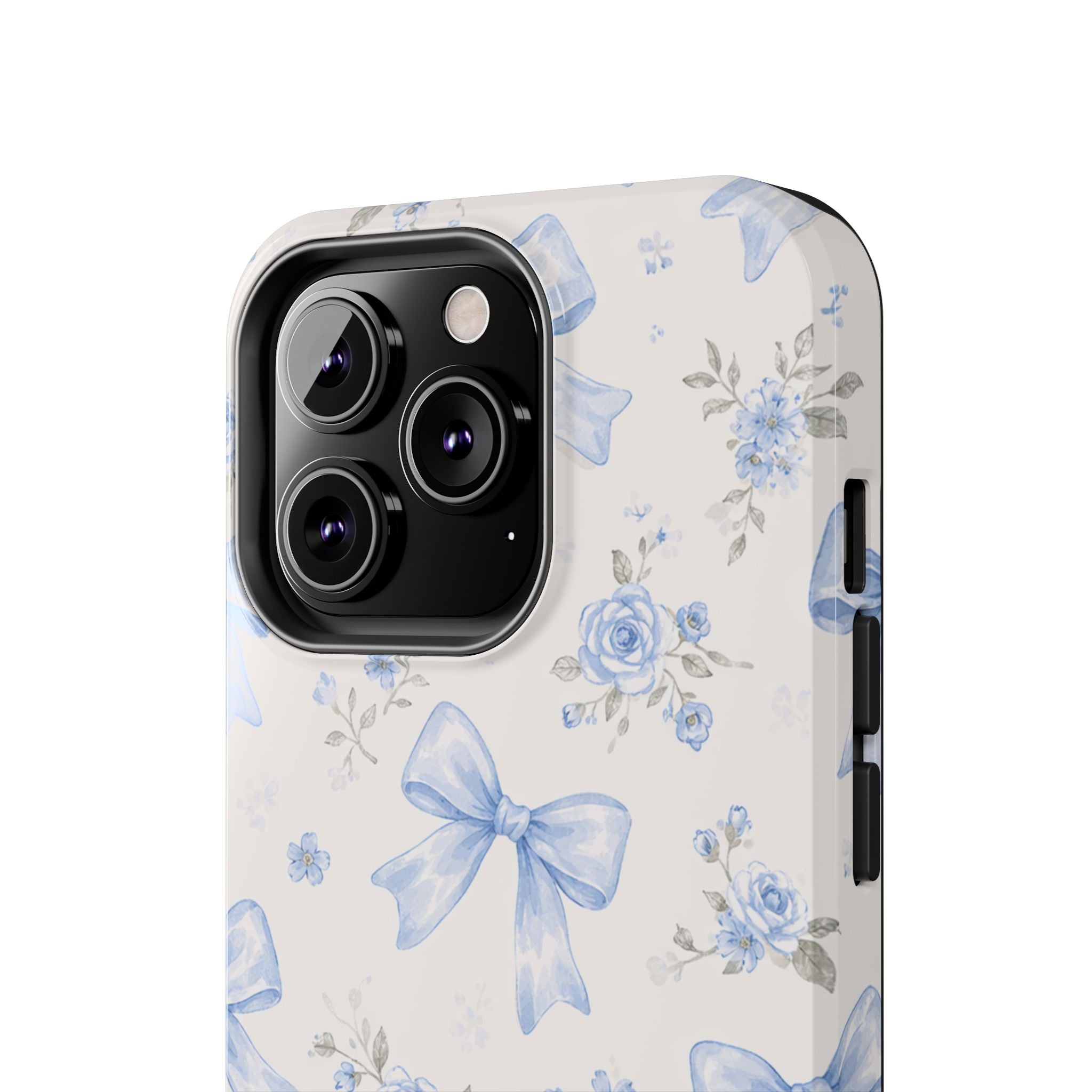 Blue Watercolor Bows iPhone Case, Floral Bow Pattern