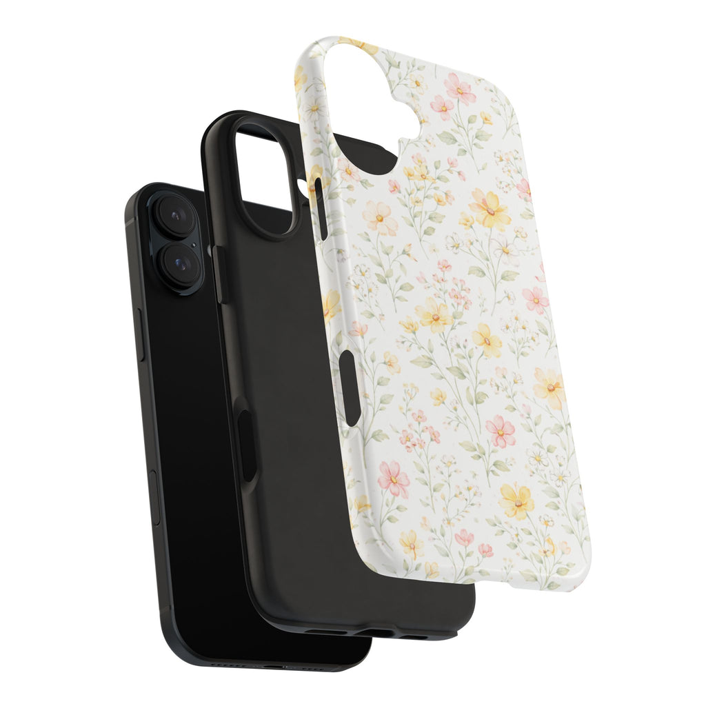 Delicate Pastel Wildflowers Tough Phone Case, Floral Botanical Pattern