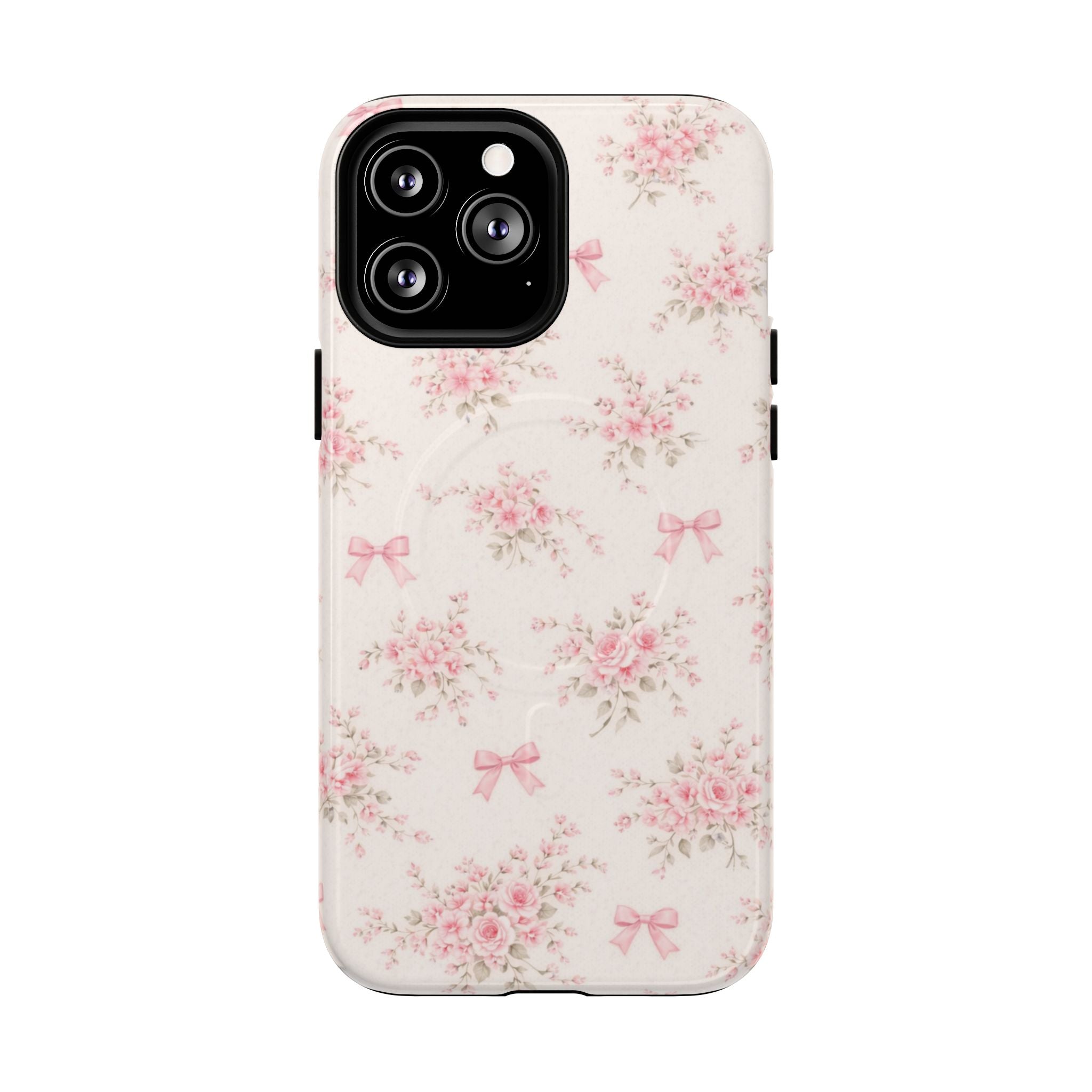 Floral Pink Bow iPhone Case – MagSafe Compatible