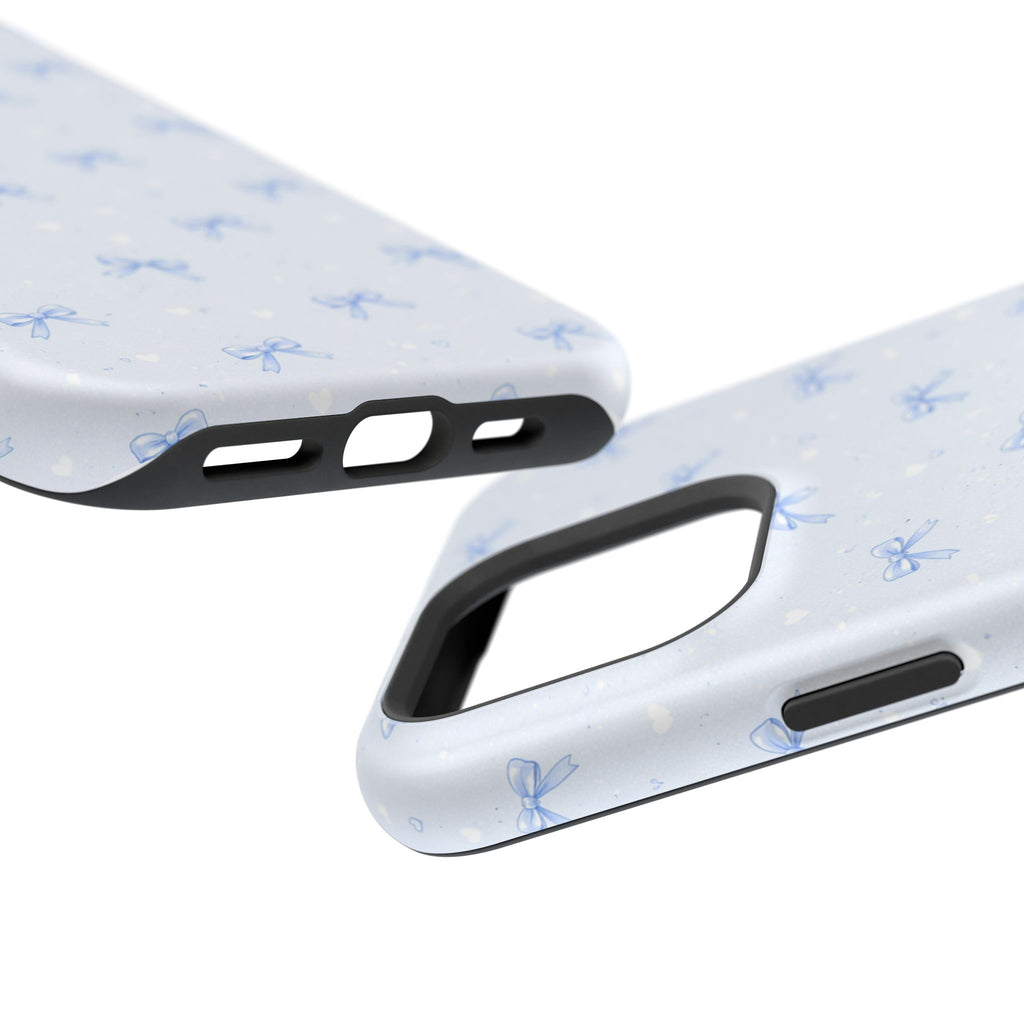 Blue Bow Pattern iPhone Case | Magnetic Impact-Resistant Case