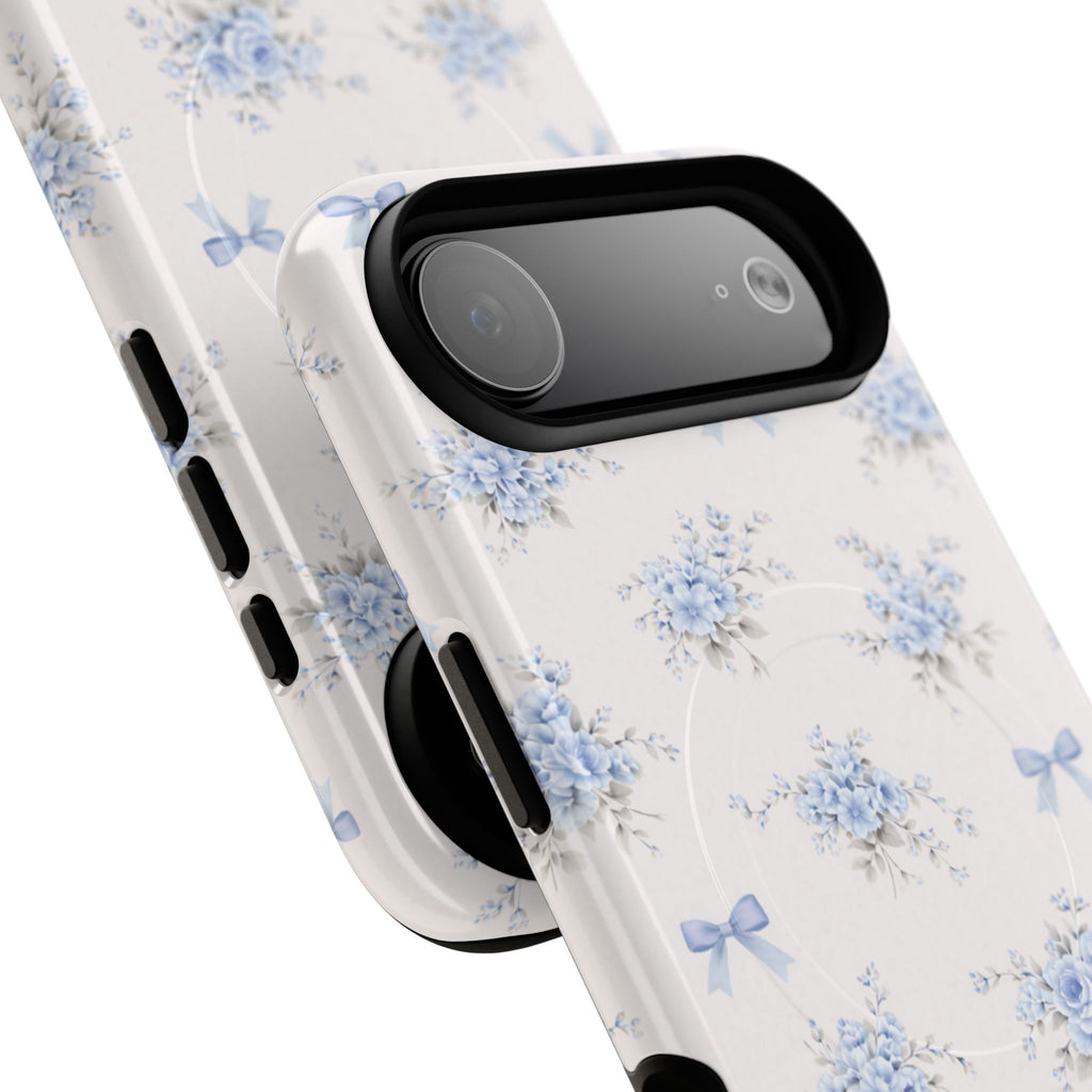 Blue Floral Bow iPhone Case – MagSafe Compatible