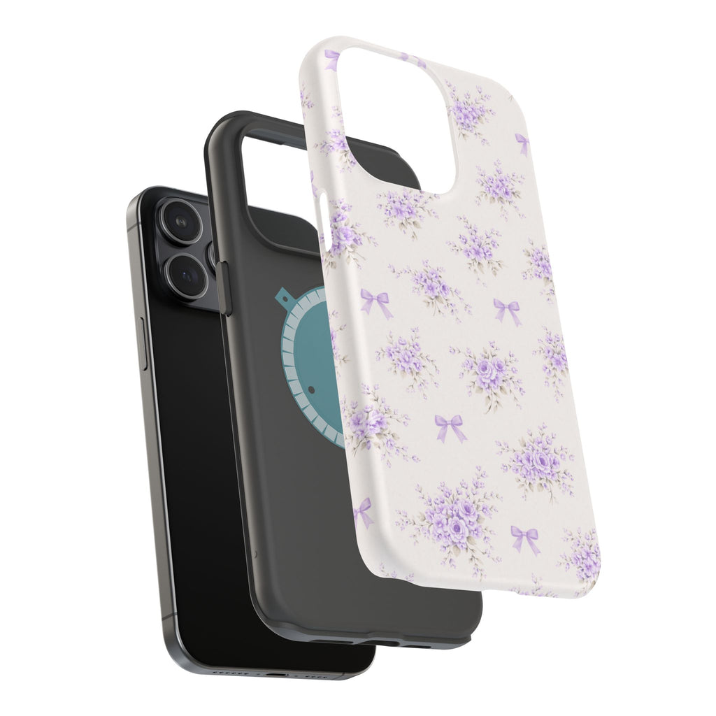 Lavender Bouquet Pattern iPhone Case | Magnetic Impact-Resistant Case