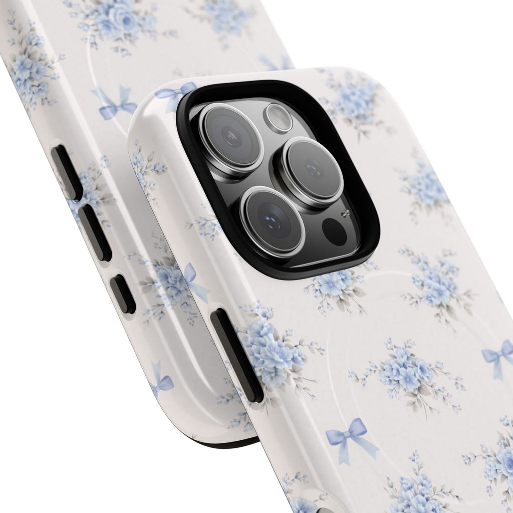 Blue Floral Bow iPhone Case – MagSafe Compatible