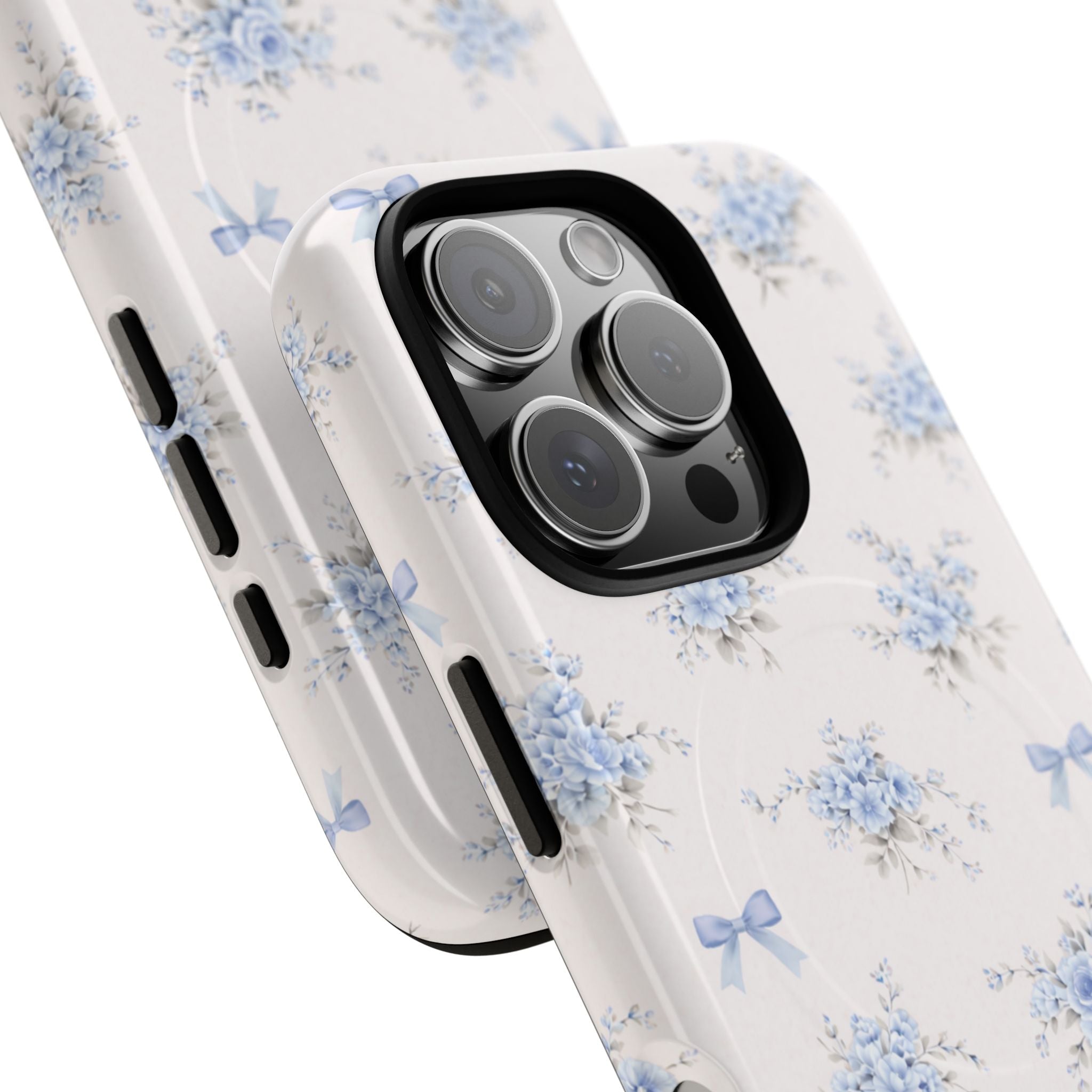 Blue Floral Bow iPhone Case – MagSafe Compatible