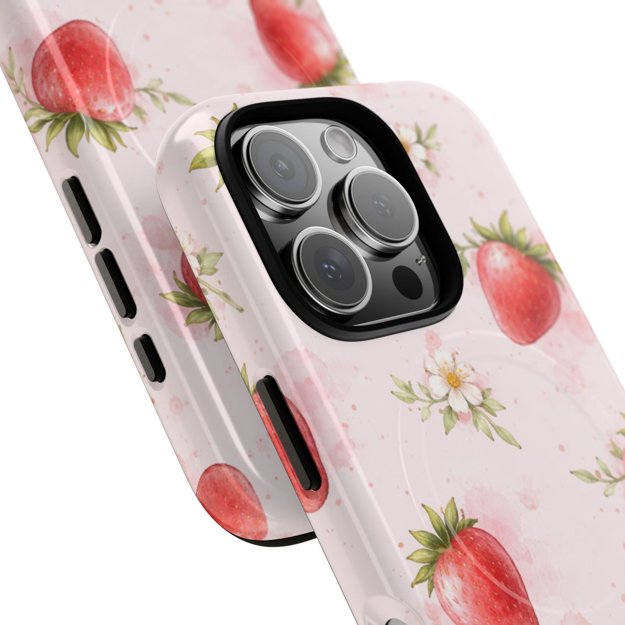 Strawberry Blossom iPhone Case – MagSafe Compatible