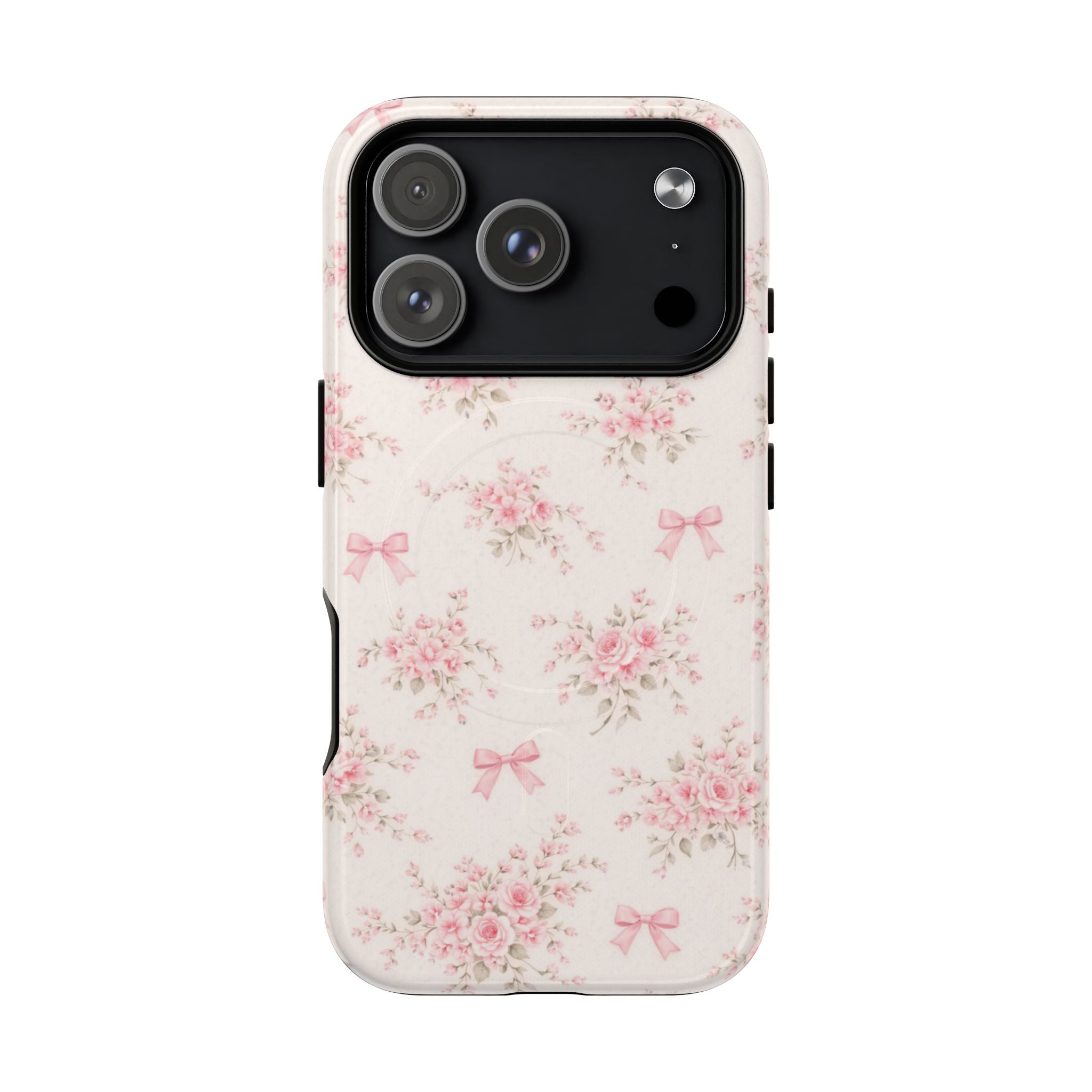 Floral Pink Bow iPhone Case – MagSafe Compatible