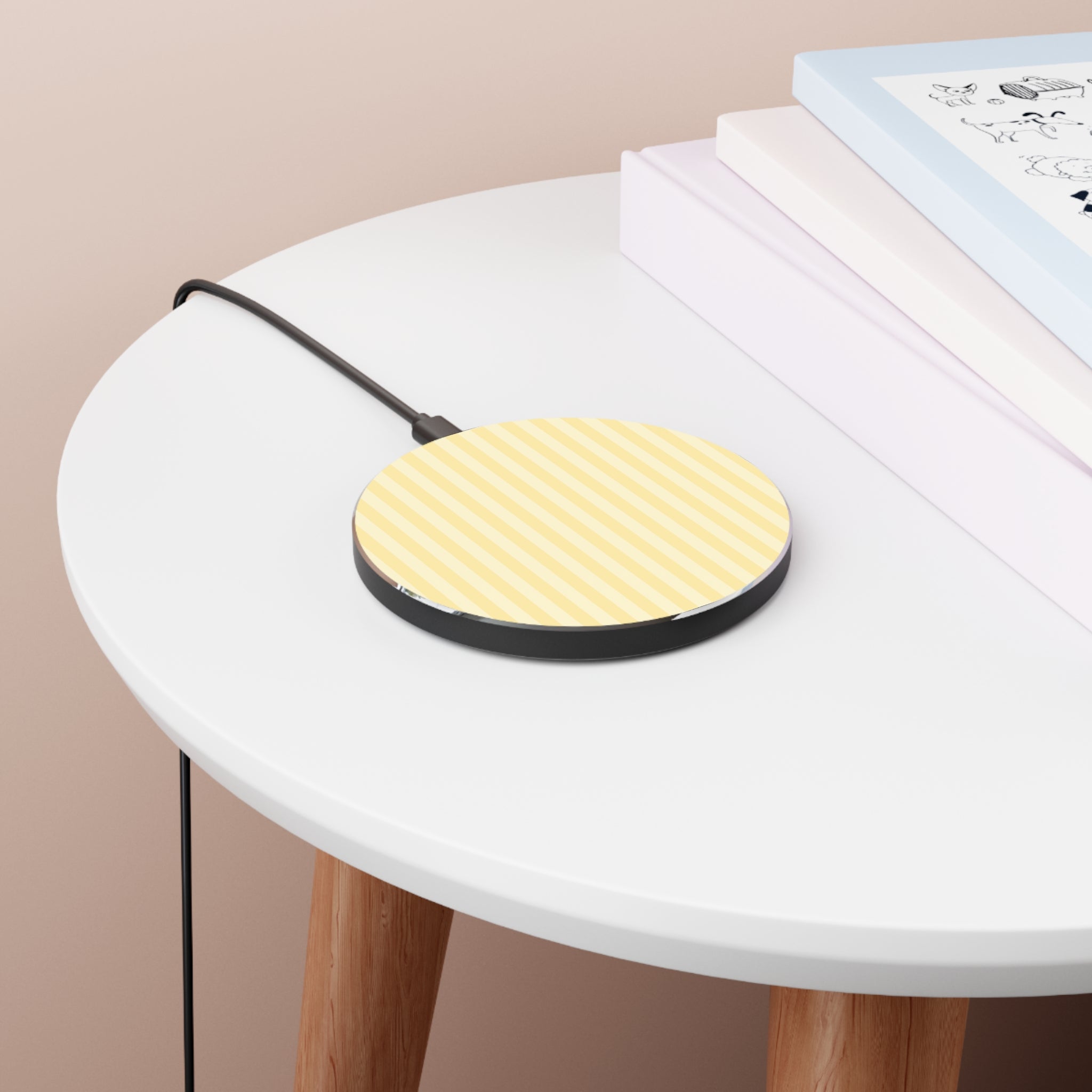 Pale Yellow Striped Wireless Charger