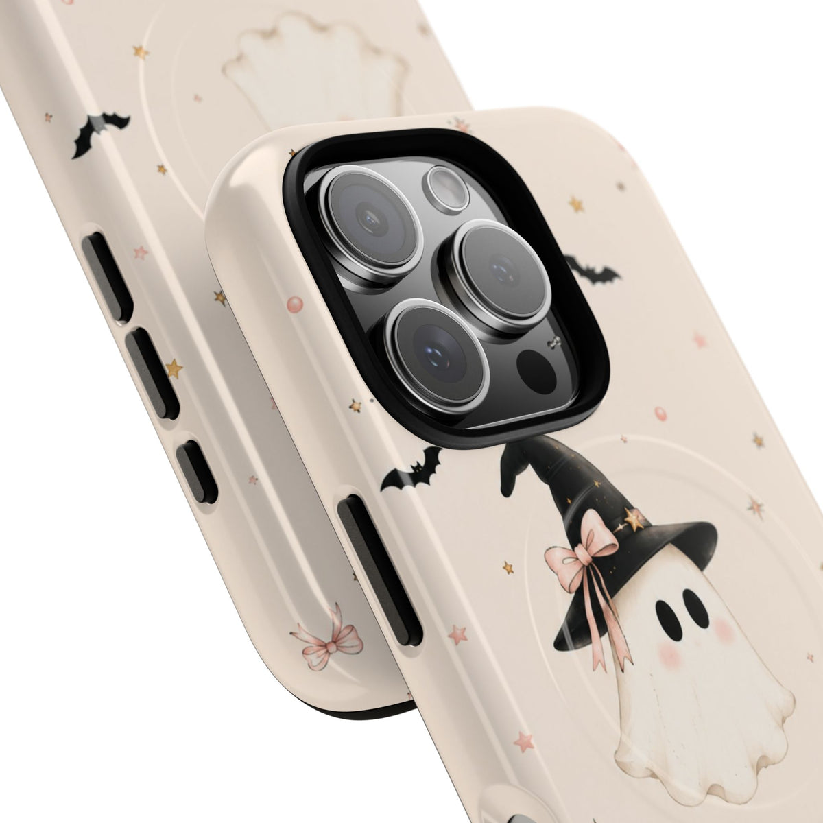 Halloween Ghost Phone Case — Cute Witch Hat MagSafe Tough Case with Drop Protection