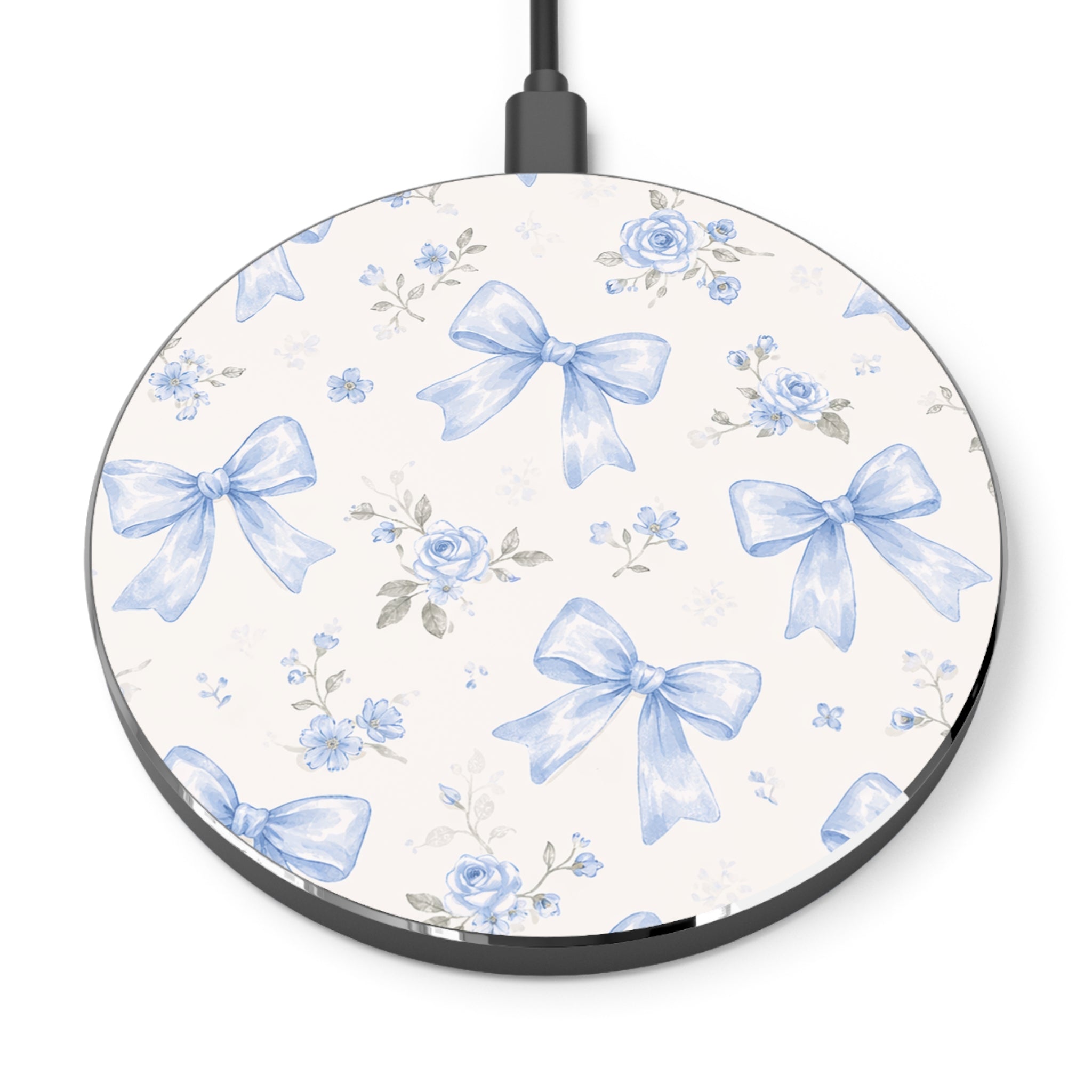 Blue Watercolor Bows Wireless Charger