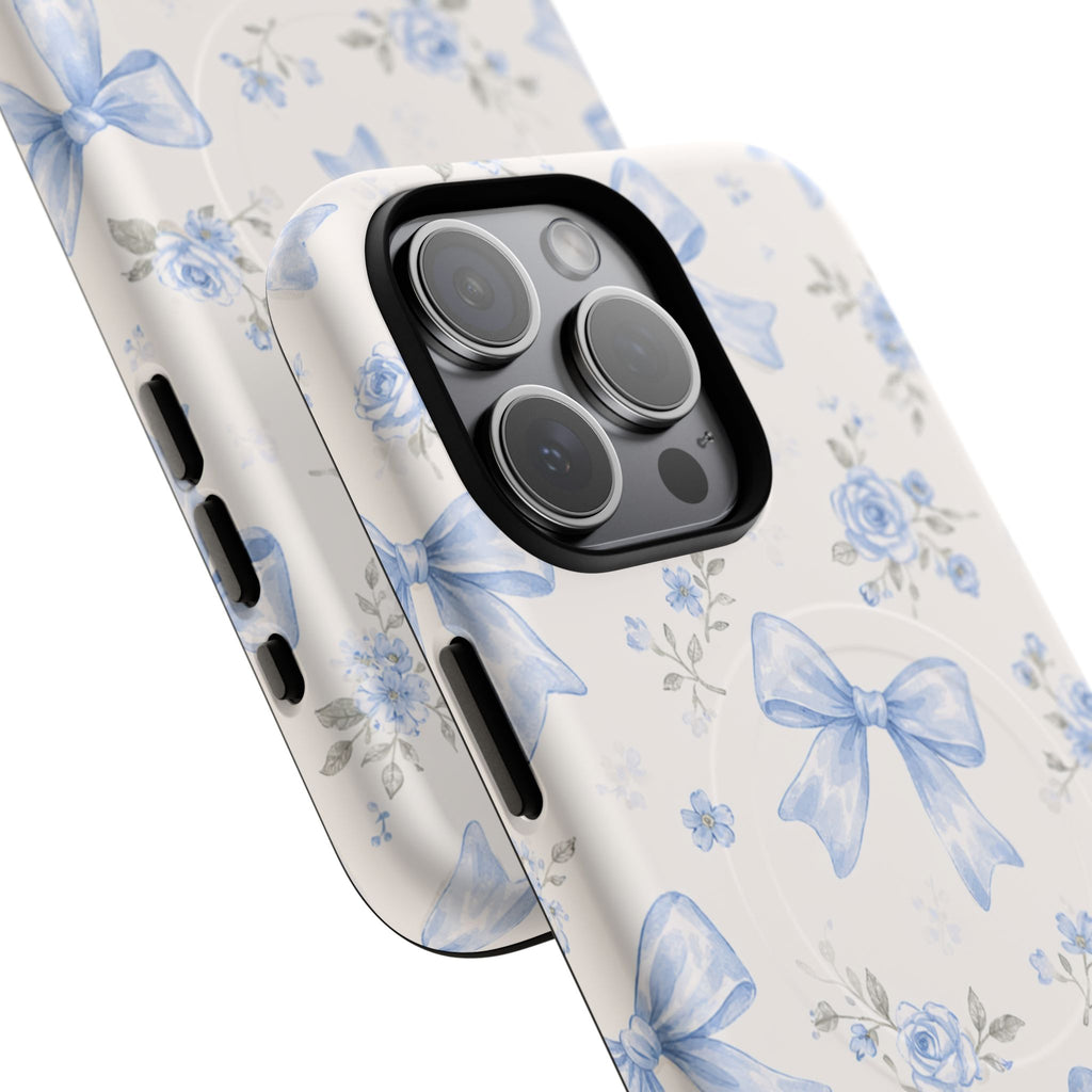 Floral Blue Bow iPhone Case – MagSafe Compatible