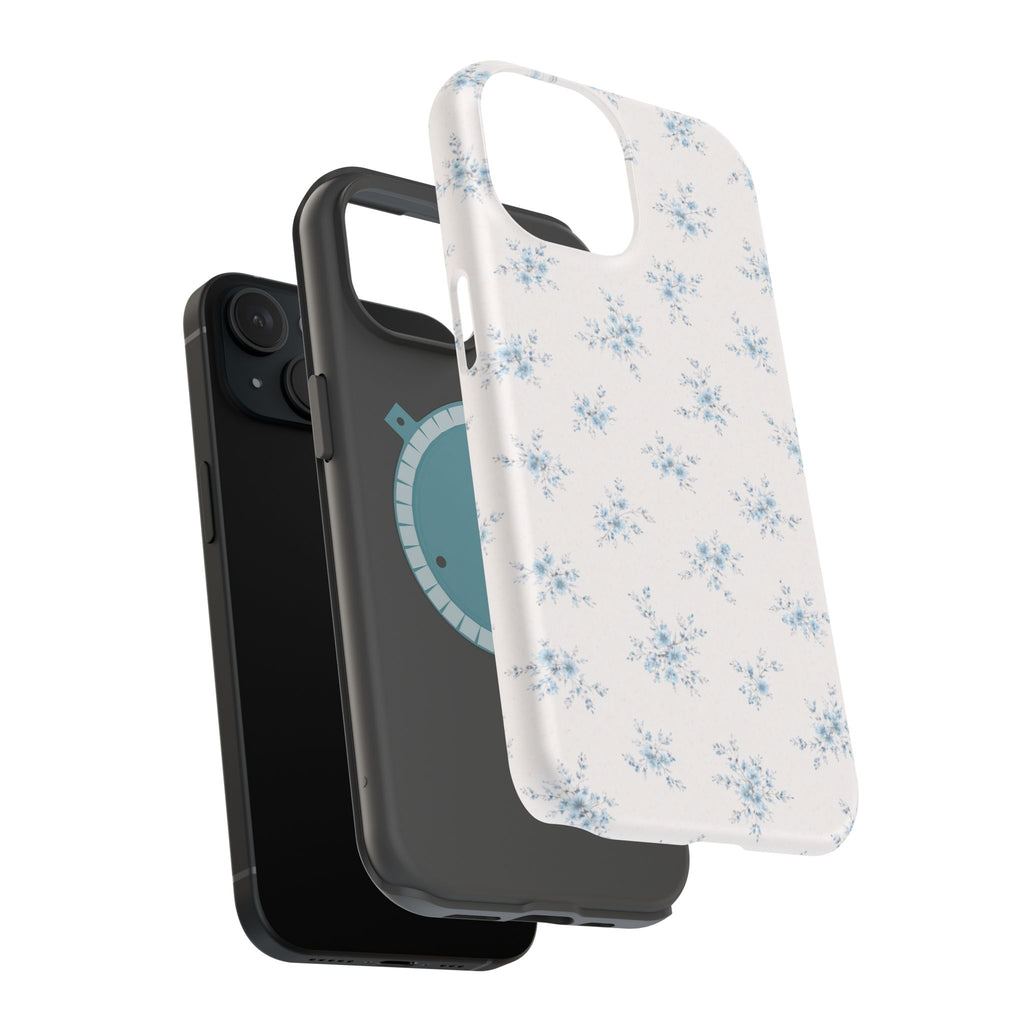 Blue Floral Pattern iPhone Case | Magnetic Impact-Resistant Case