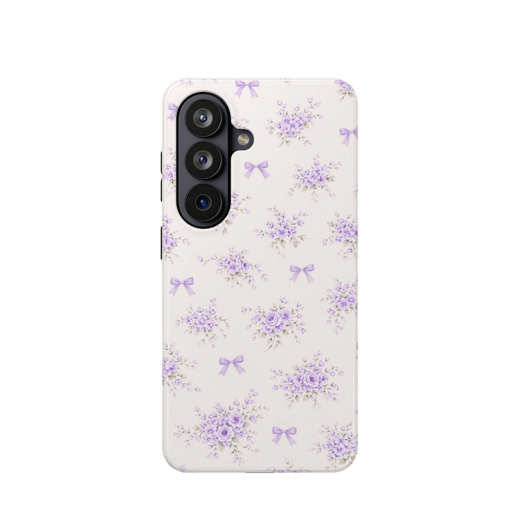 Lavender Floral Bouquet Samsung Galaxy  phone case | purple bow pattern