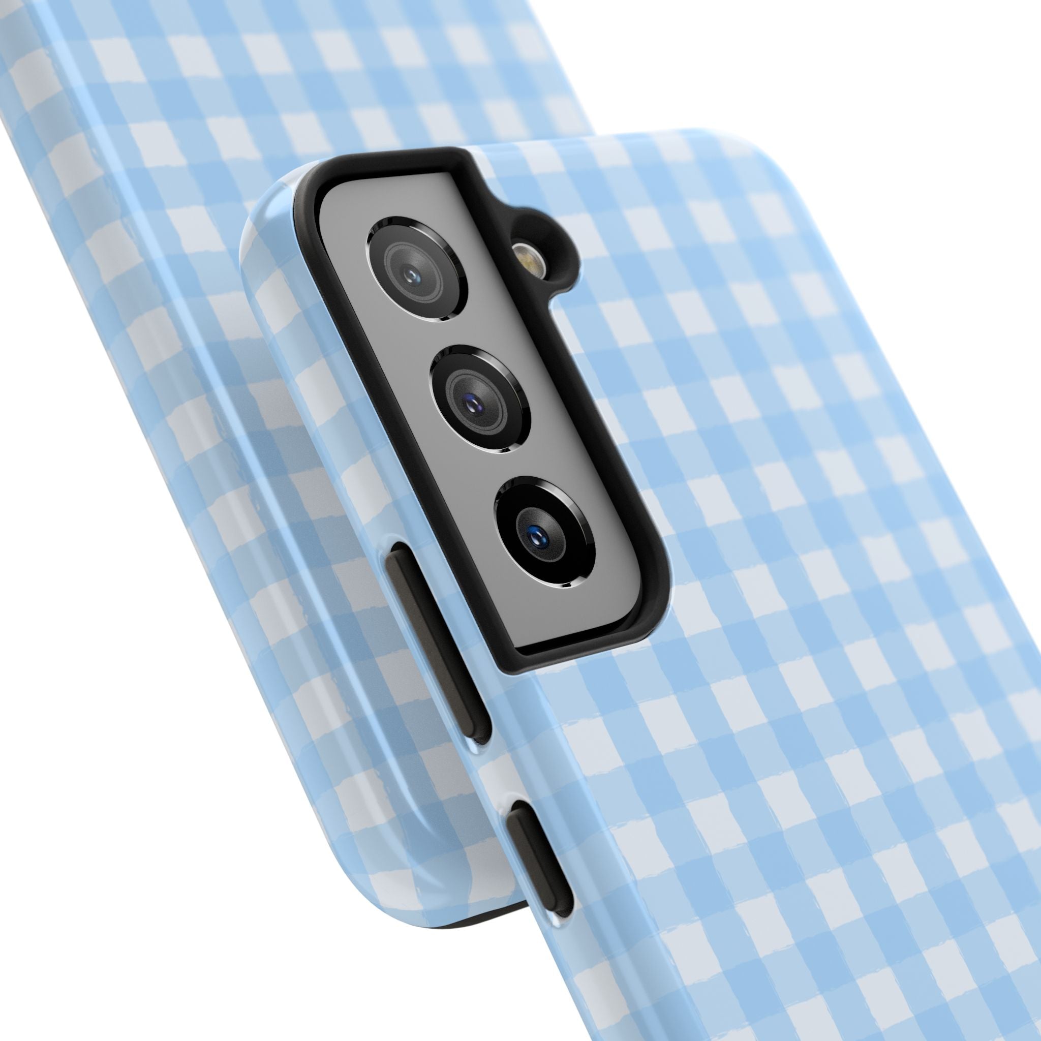 Blue Gingham Tough Samsung Case – Pastel Check Protective Phone Cover