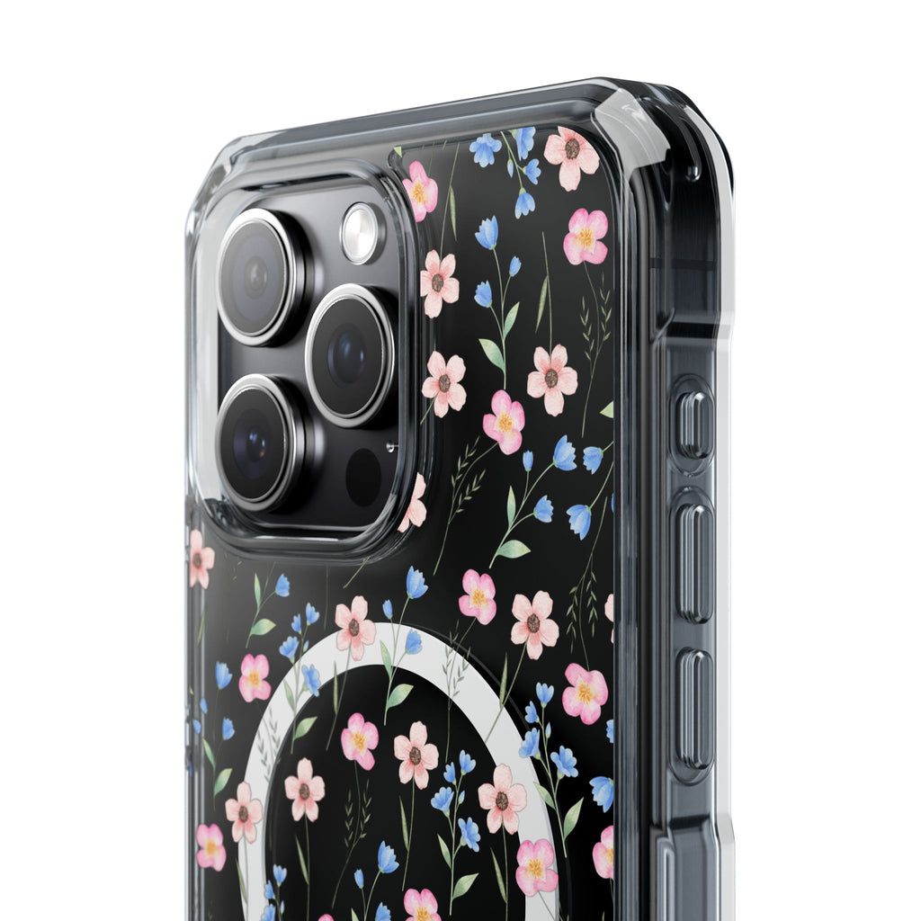 MagSafe Clear Phone Case — Pink Floral Pattern