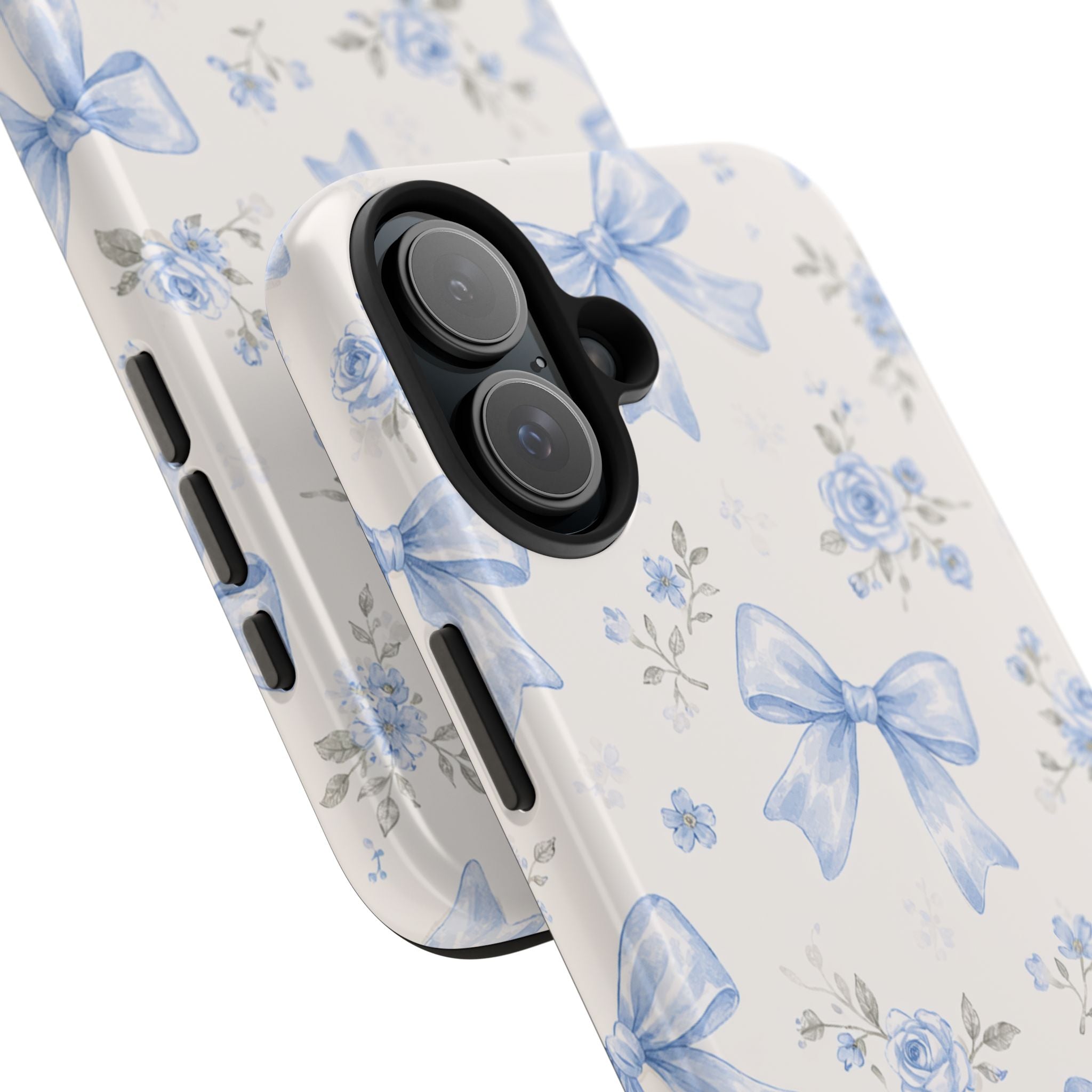 Blue Watercolor Bows iPhone Case, Floral Bow Pattern