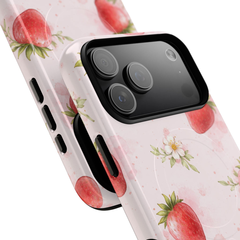 Strawberry Blossom iPhone Case – MagSafe Compatible