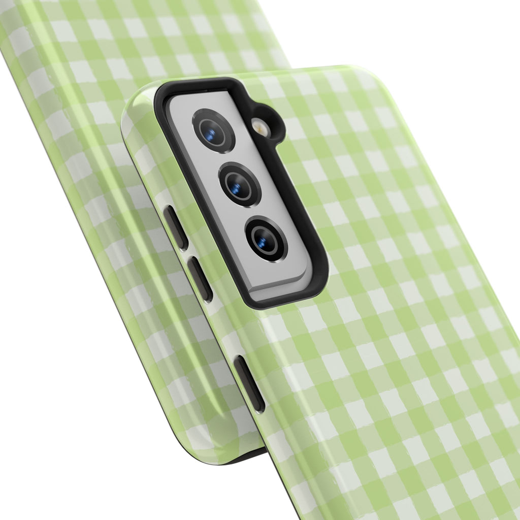 Green Gingham Tough Samsung Case – Pastel Plaid Protective Cover