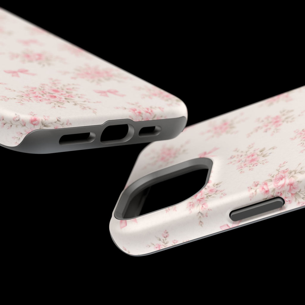 Pink Floral Bow Pattern Cases | Magnetic Impact-Resistant iPhone Case