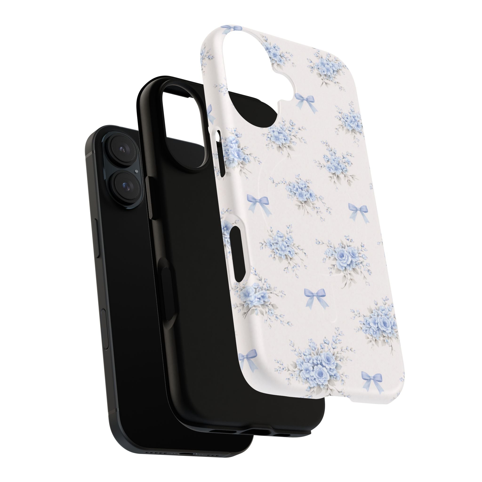 Blue Floral Bow iPhone Case – MagSafe Compatible