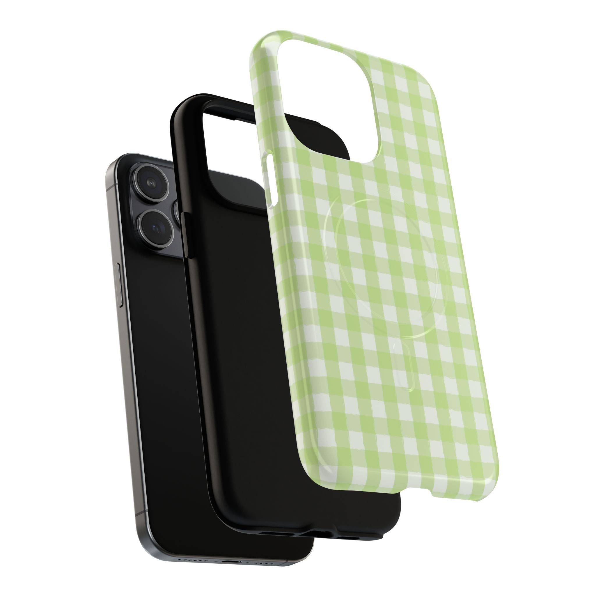 Green Gingham iPhone Case – MagSafe Compatible
