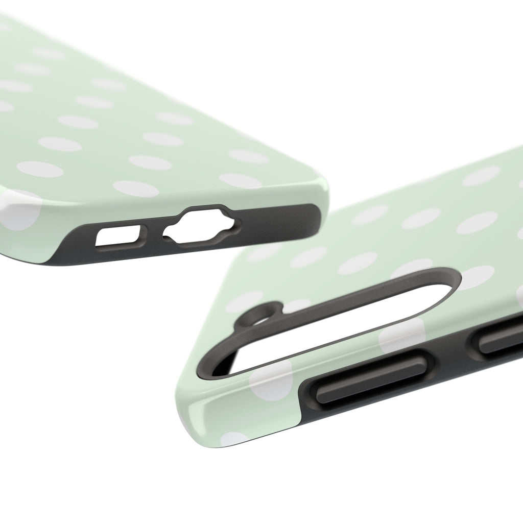 Mint Polka Dot Tough Samsung Case - Pastel Green Protective Phone Cover
