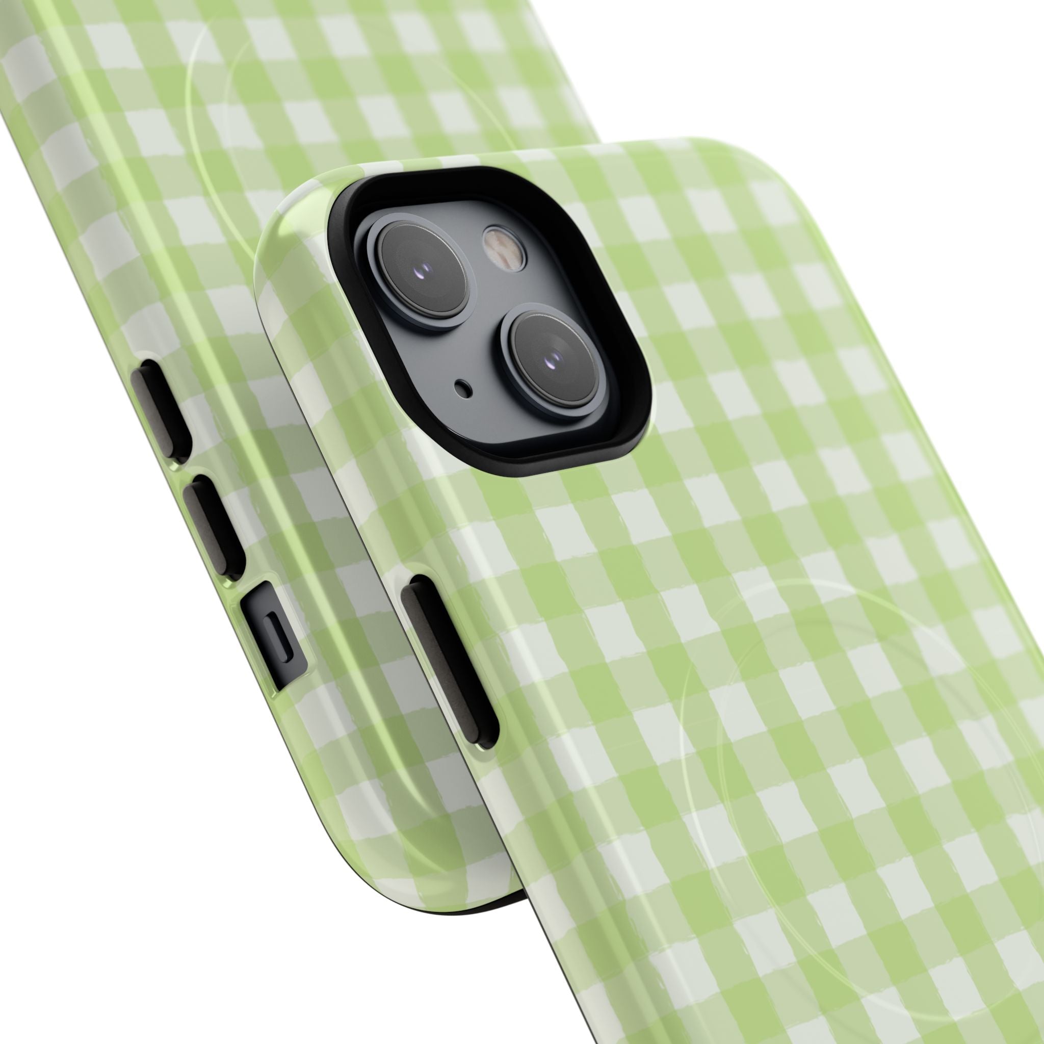 Green Gingham iPhone Case – MagSafe Compatible