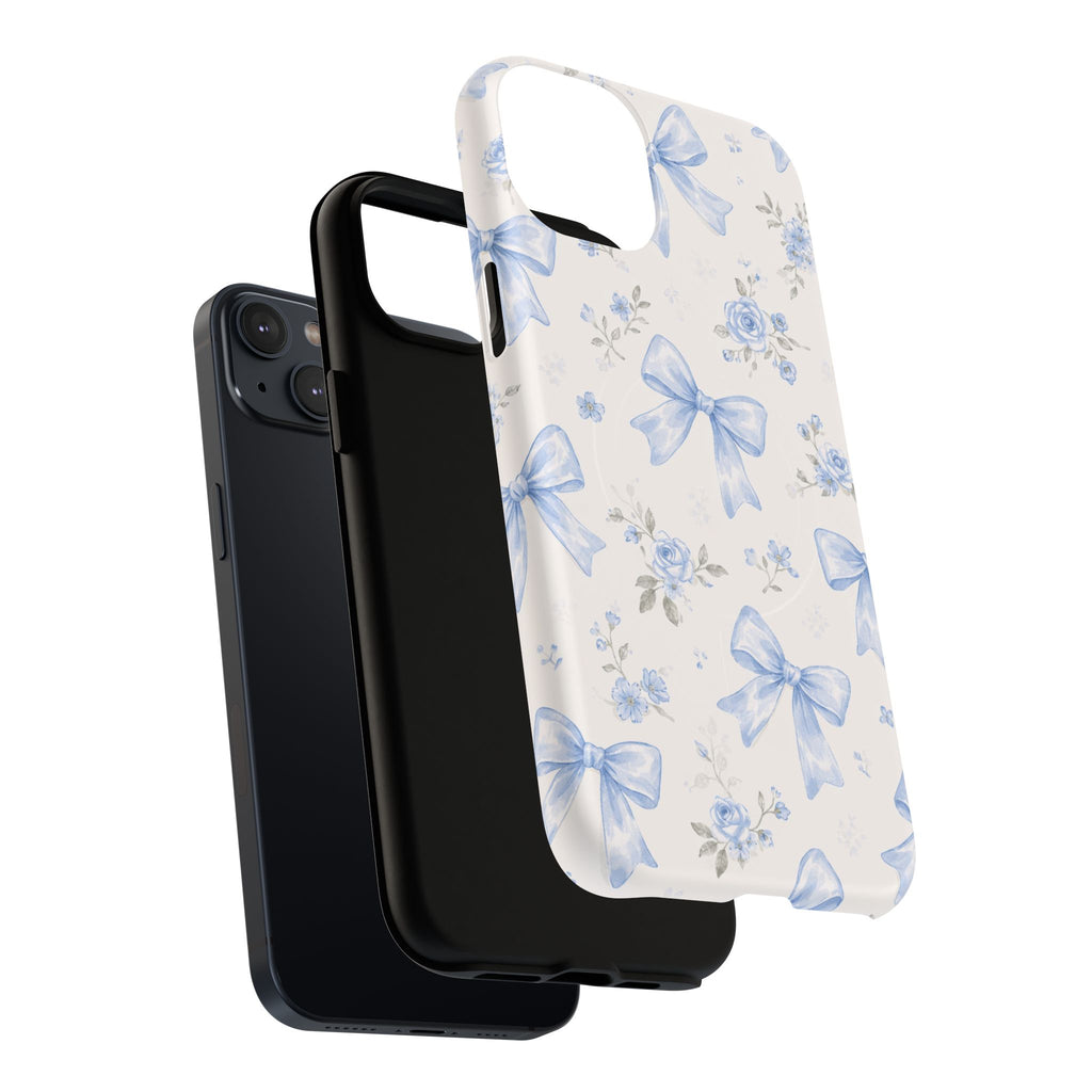 Floral Blue Bow iPhone Case – MagSafe Compatible