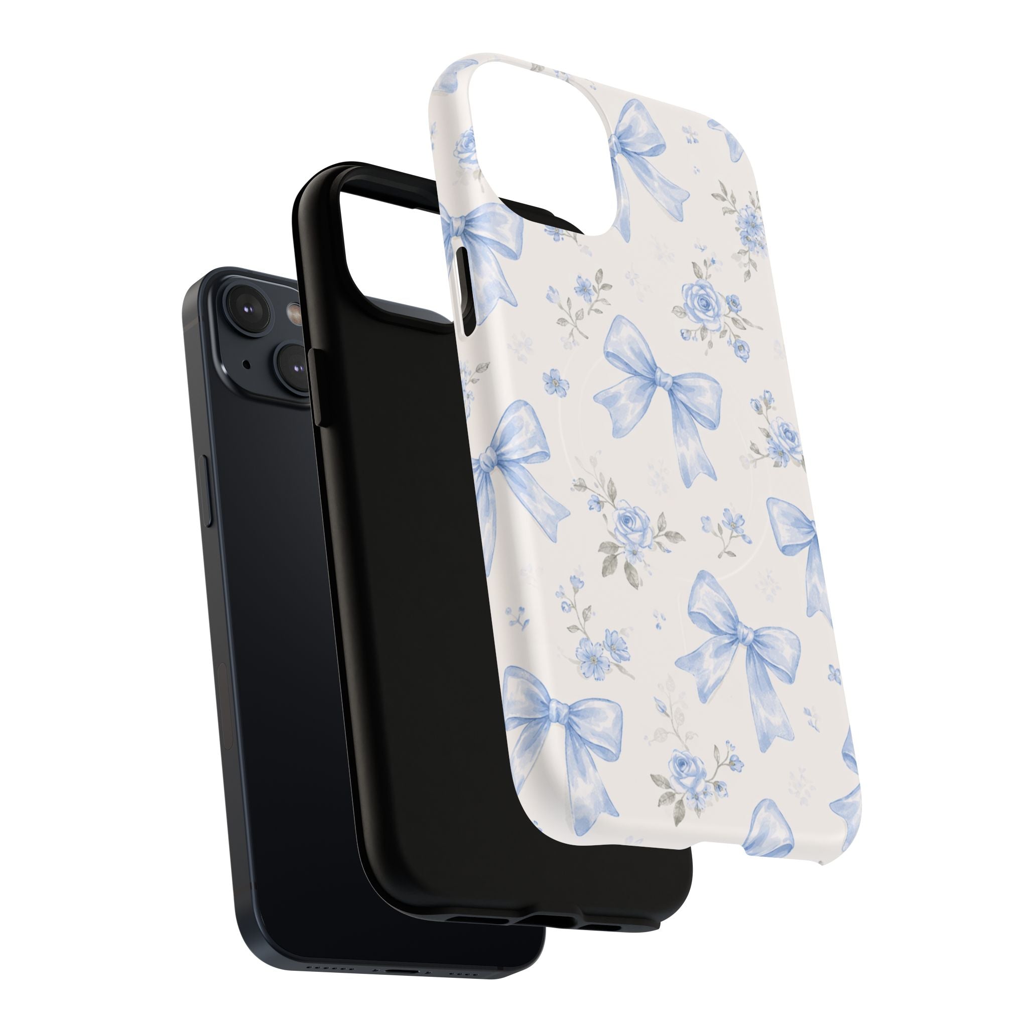 Floral Blue Bow iPhone Case – MagSafe Compatible