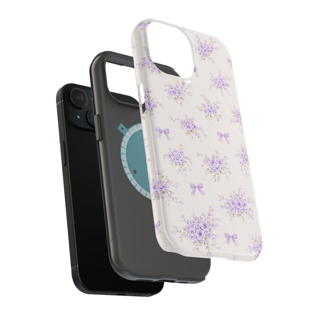 Lavender Bouquet Pattern iPhone Case | Magnetic Impact-Resistant Case