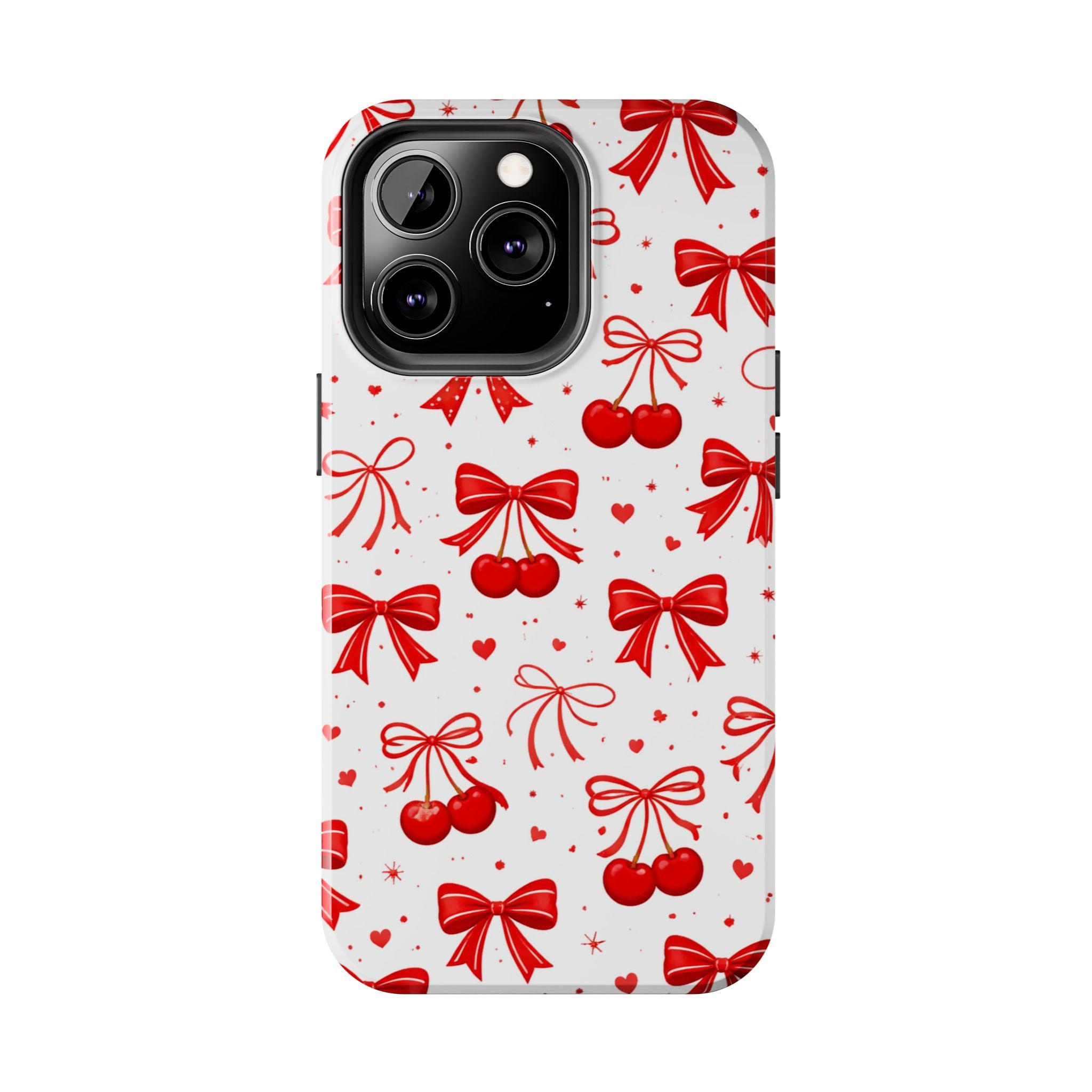 Red Cherry Bows Tough Phone Case, Cherry Pattern Phone Case