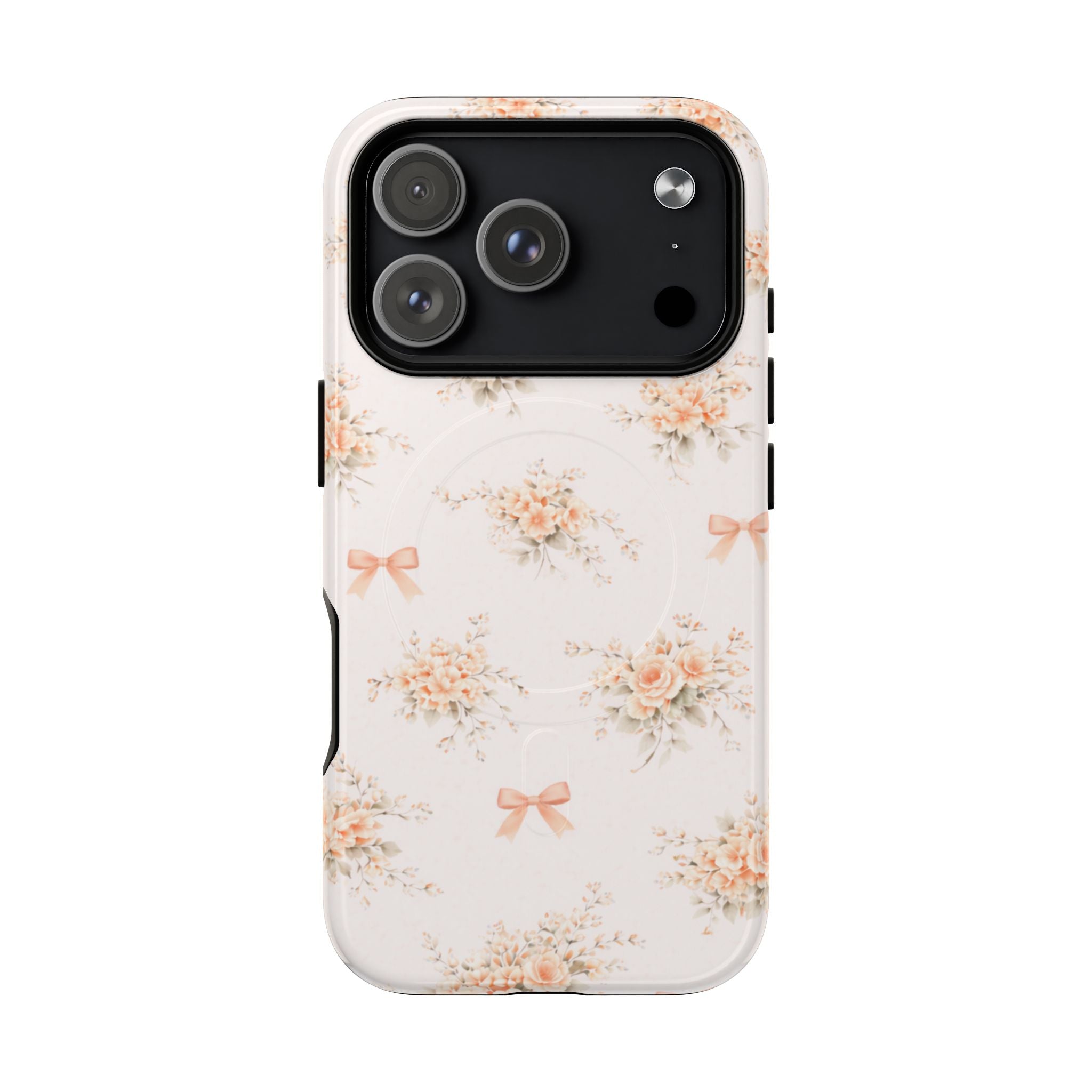 Peach Rose Bow iPhone Case – MagSafe Compatible