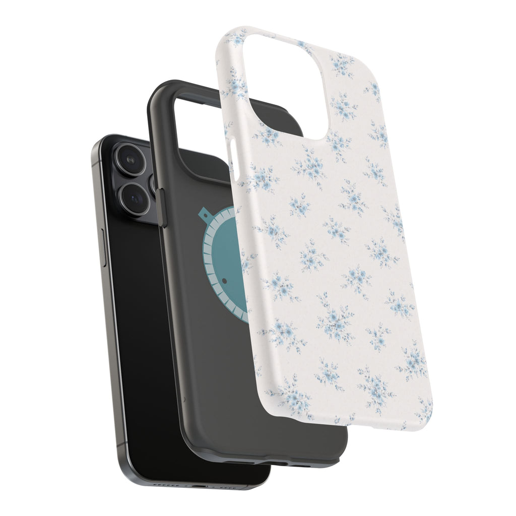 Blue Floral Pattern iPhone Case | Magnetic Impact-Resistant Case