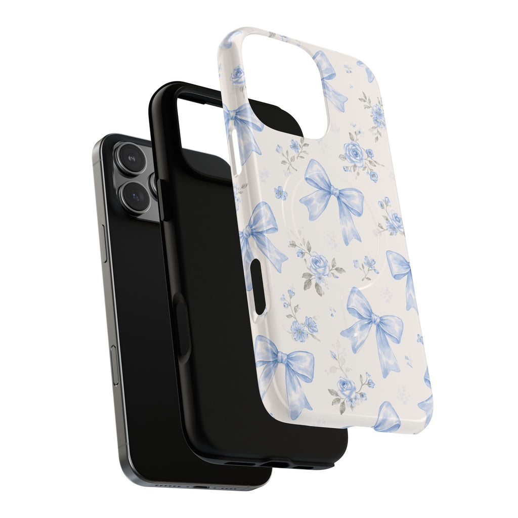 Floral Blue Bow iPhone Case – MagSafe Compatible