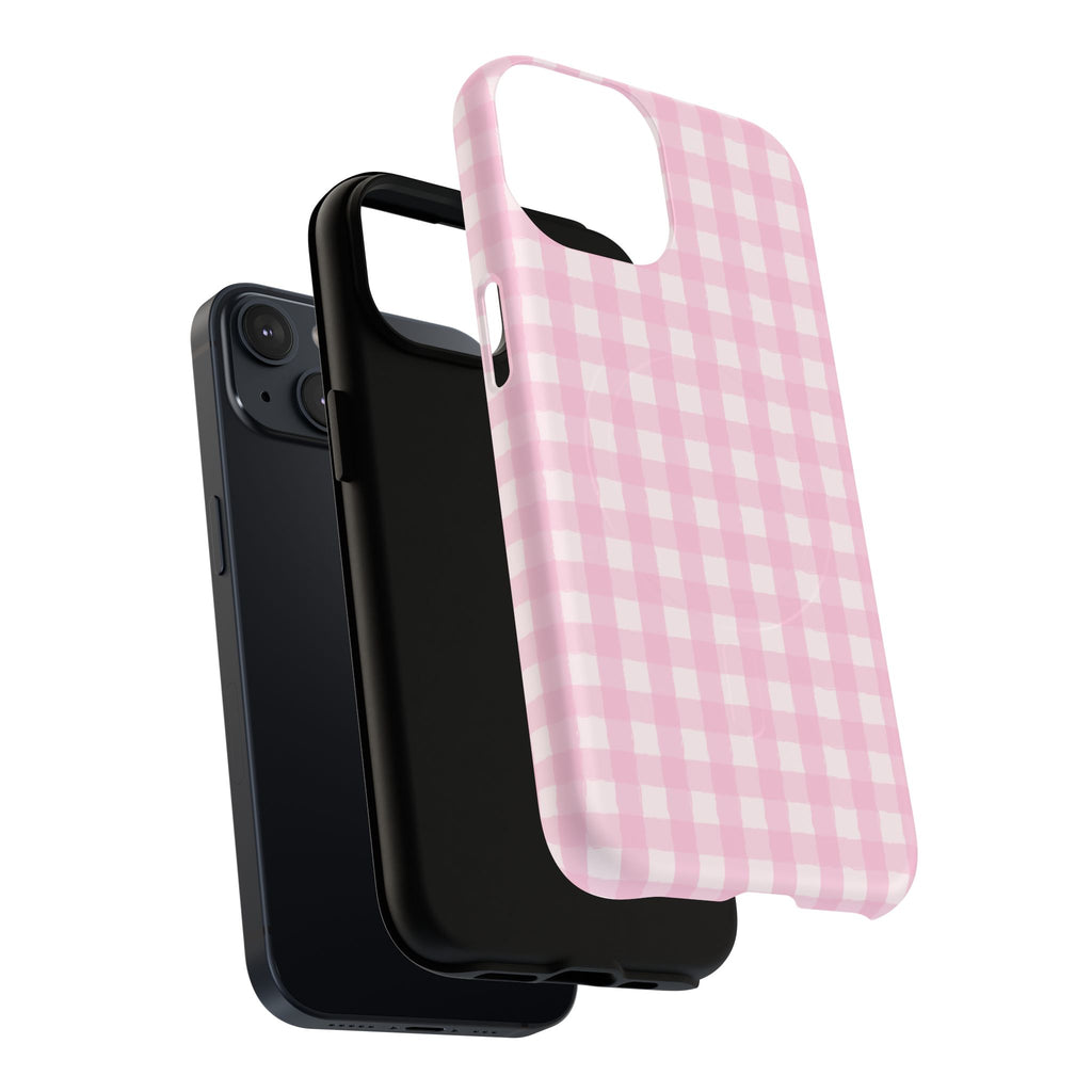 Pink Gingham iPhone Case – MagSafe Compatible