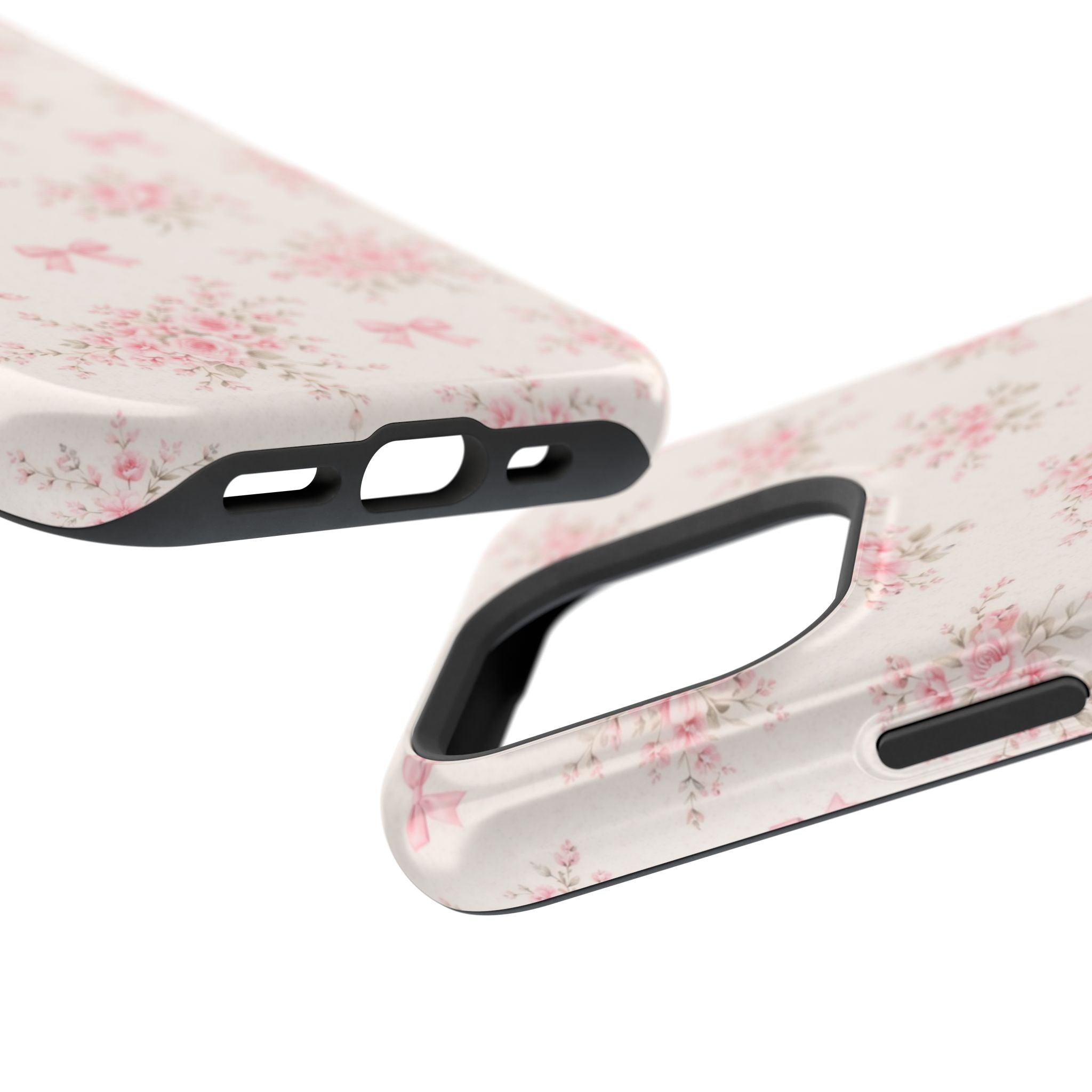 Pink Floral Bow Pattern Cases | Magnetic Impact-Resistant iPhone Case