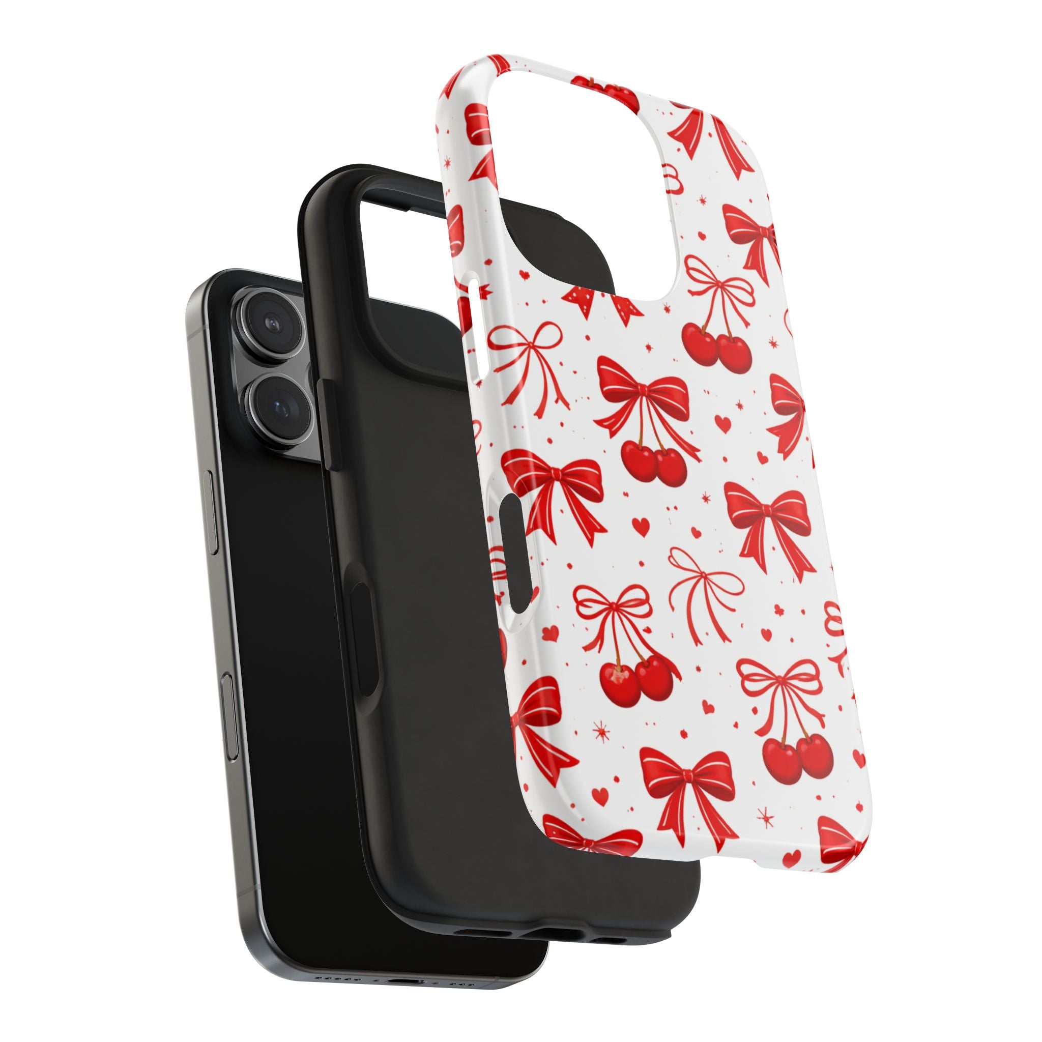 Red Cherry Bows Tough Phone Case, Cherry Pattern Phone Case