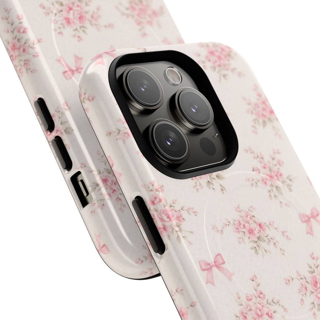 Floral Pink Bow iPhone Case – MagSafe Compatible