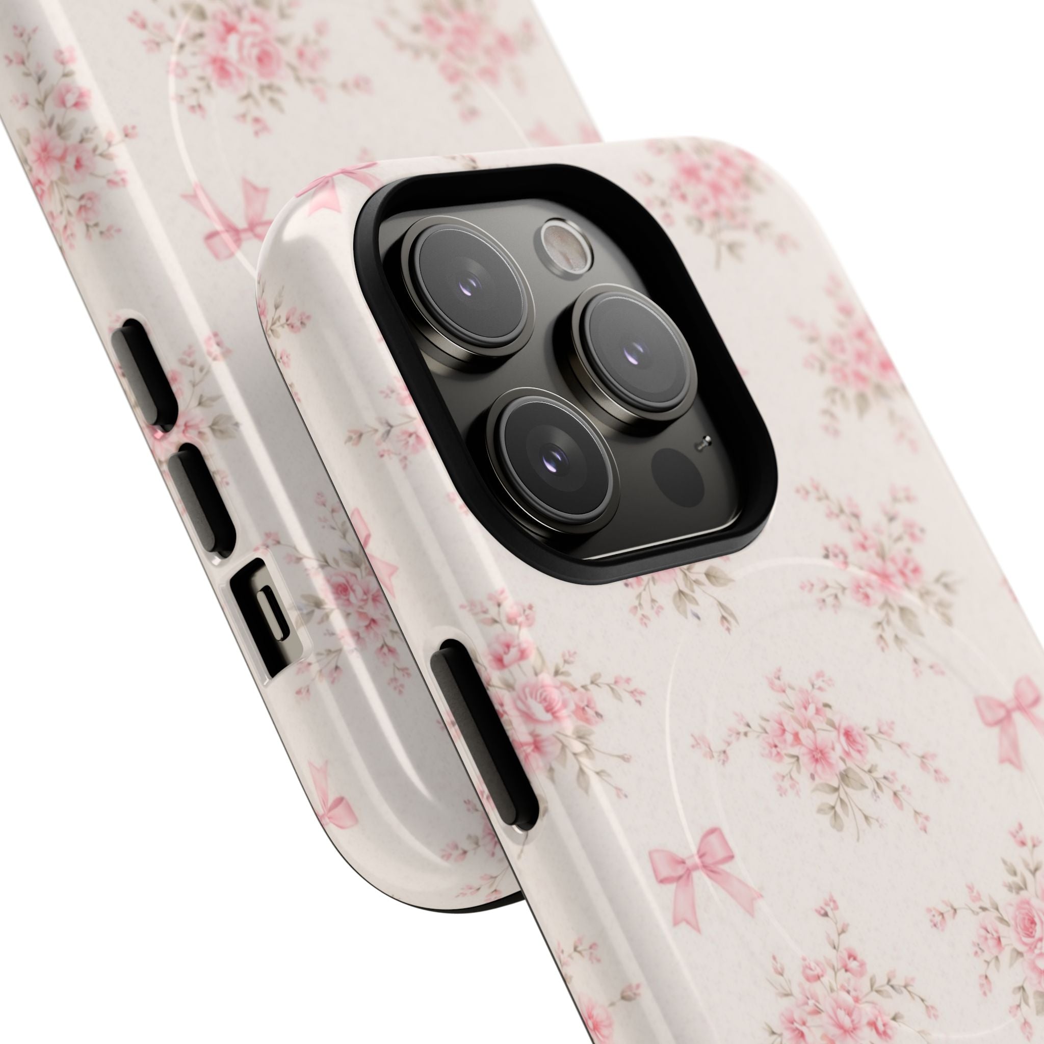Floral Pink Bow iPhone Case – MagSafe Compatible