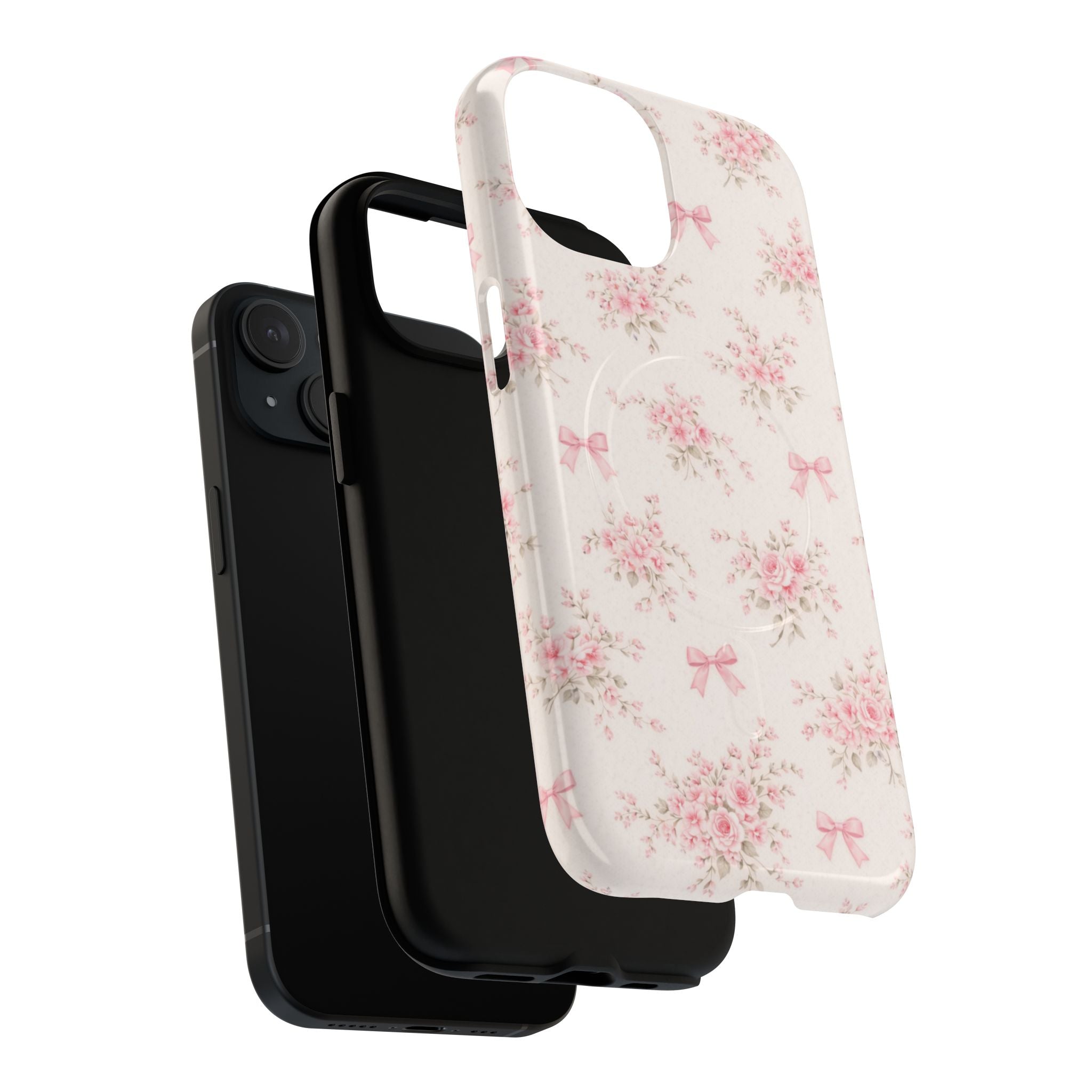 Floral Pink Bow iPhone Case – MagSafe Compatible