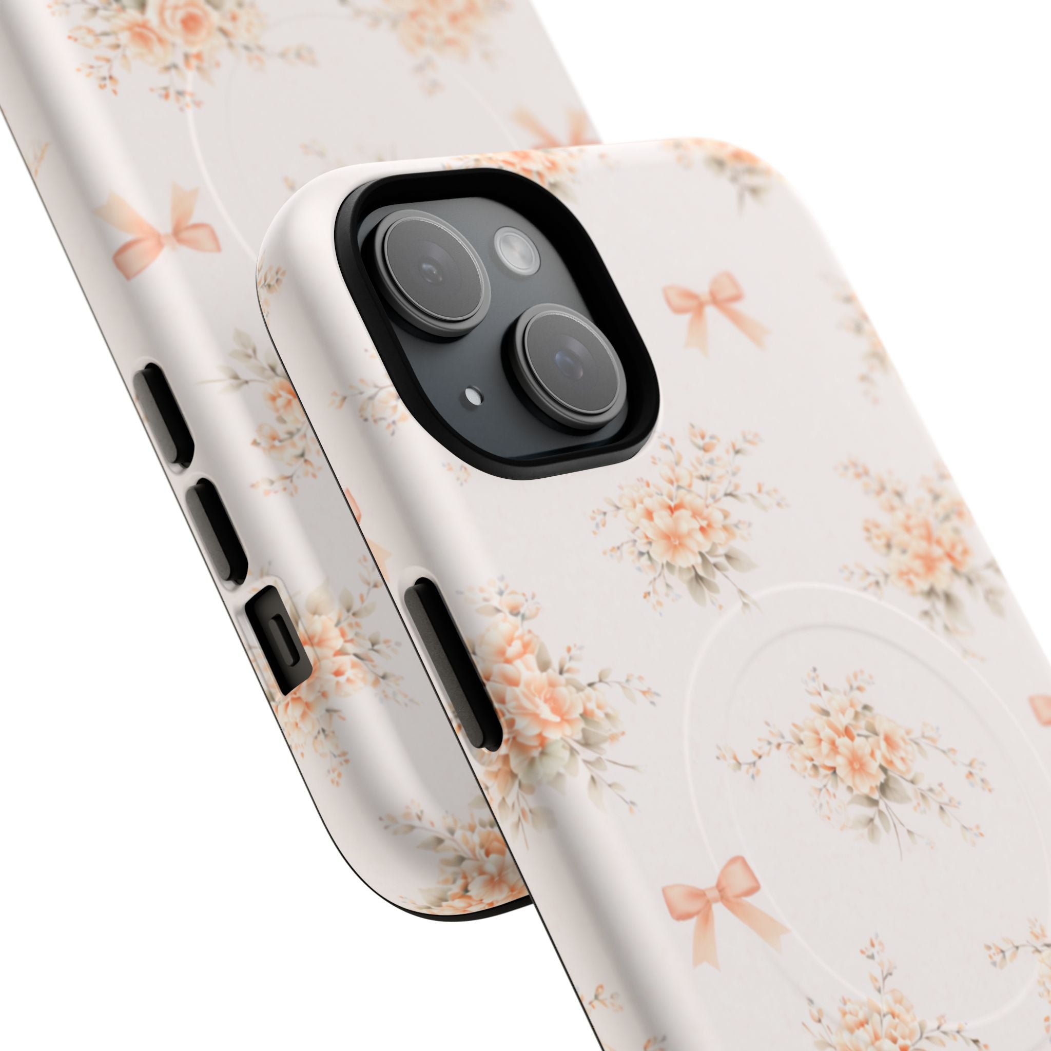 Peach Rose Bow iPhone Case – MagSafe Compatible