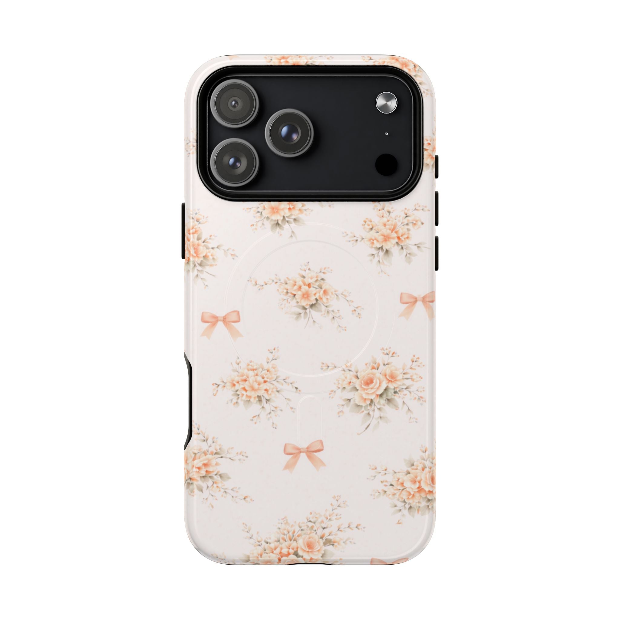 Peach Rose Bow iPhone Case – MagSafe Compatible