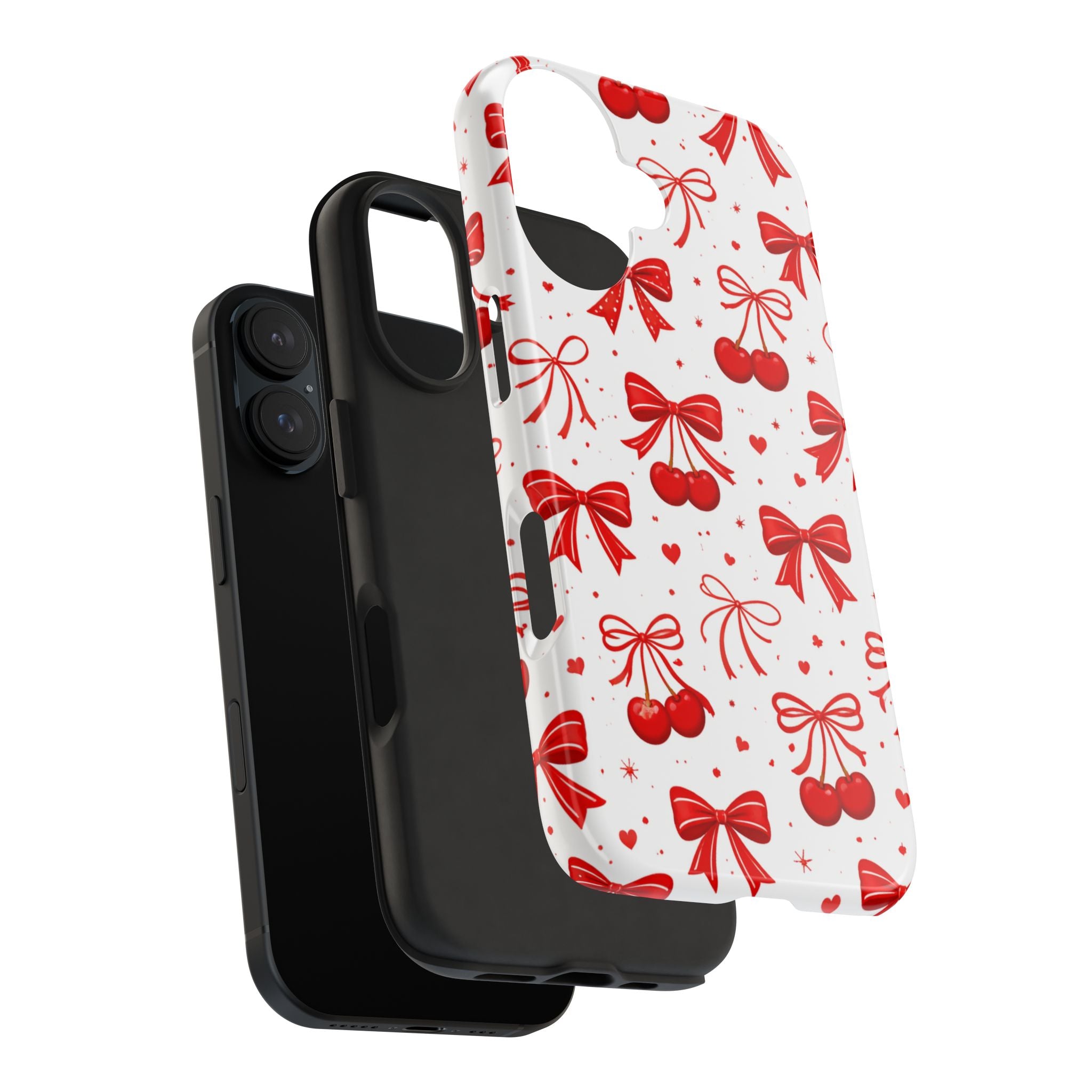 Red Cherry Bows Tough Phone Case, Cherry Pattern Phone Case