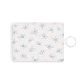 Blue Floral Pattern Saffiano Leather Card Holder | Slim Cardholder, Key Ring