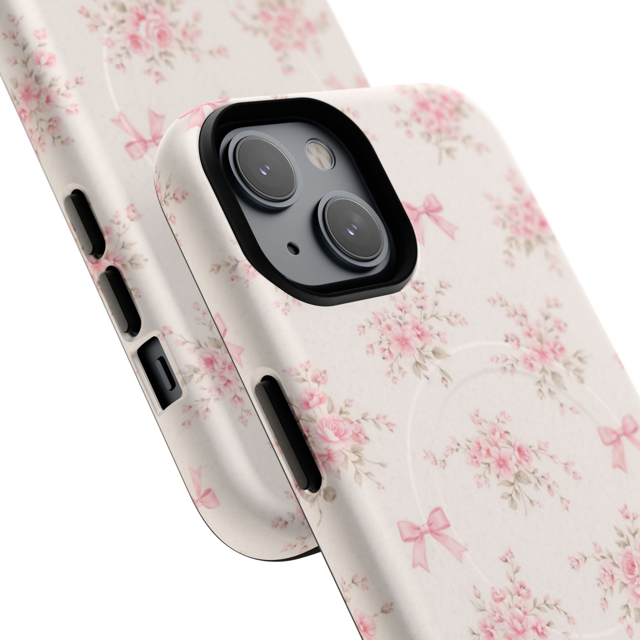 Floral Pink Bow iPhone Case – MagSafe Compatible