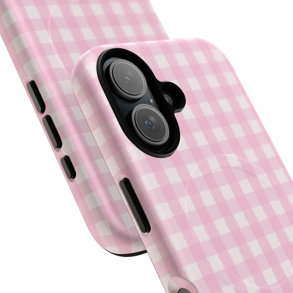 Pink Gingham iPhone Case – MagSafe Compatible