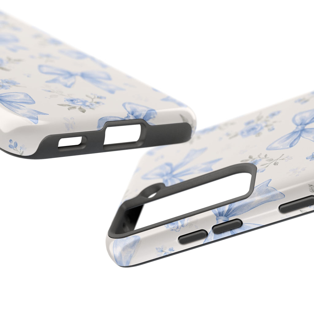 Blue Watercolor Bows Floral Pattern iPhone Case, Magnetic Impact-Resistant