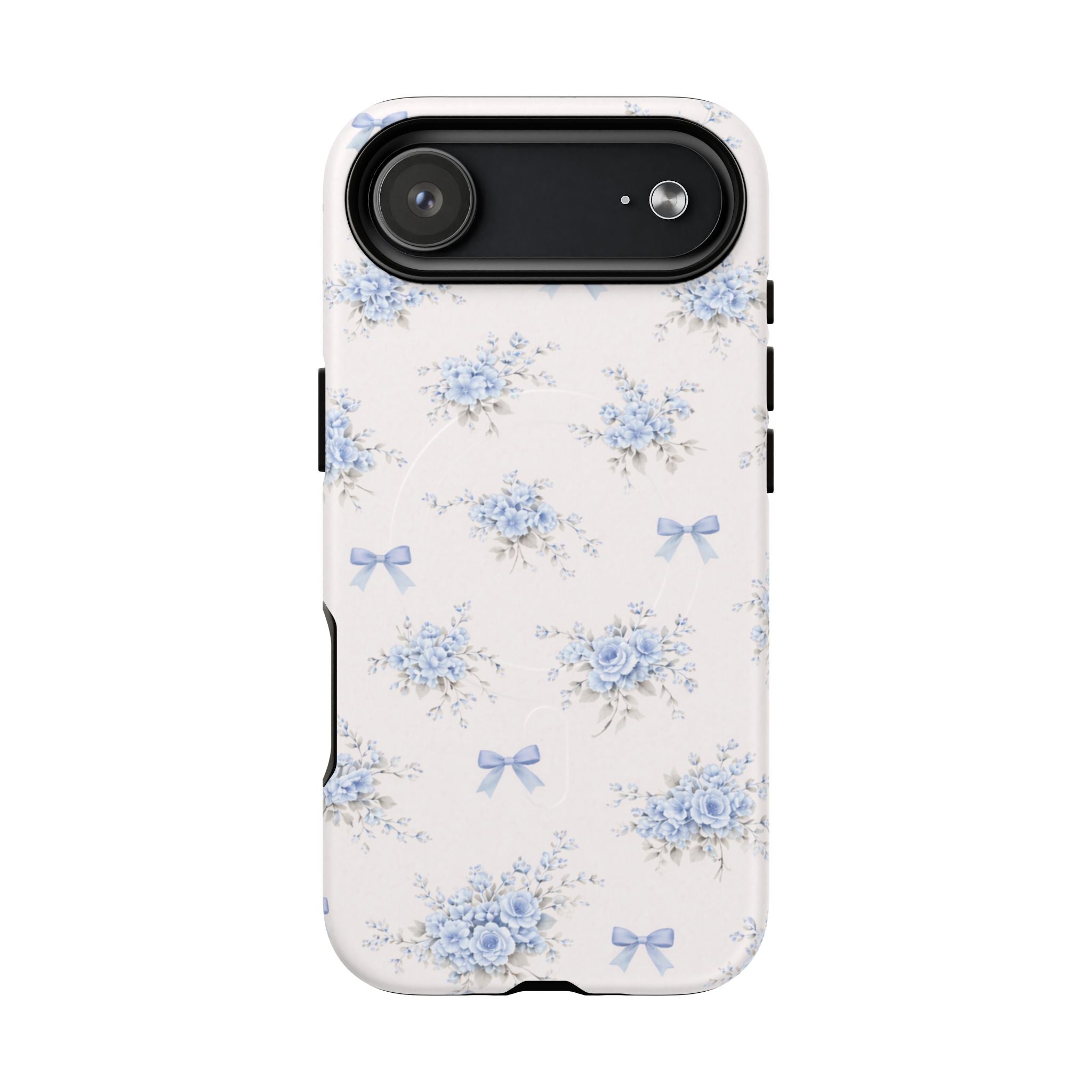Blue Floral Bow iPhone Case – MagSafe Compatible