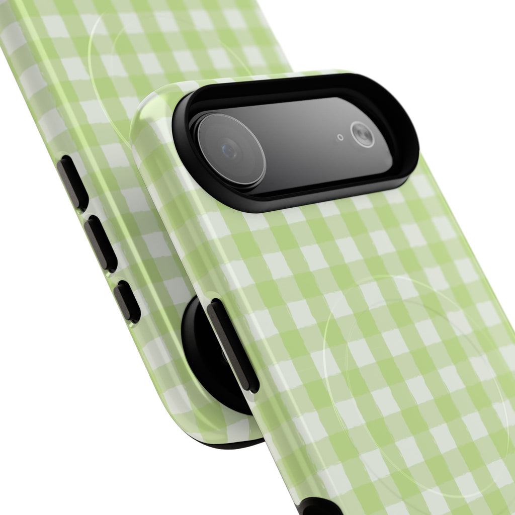 Green Gingham iPhone Case – MagSafe Compatible