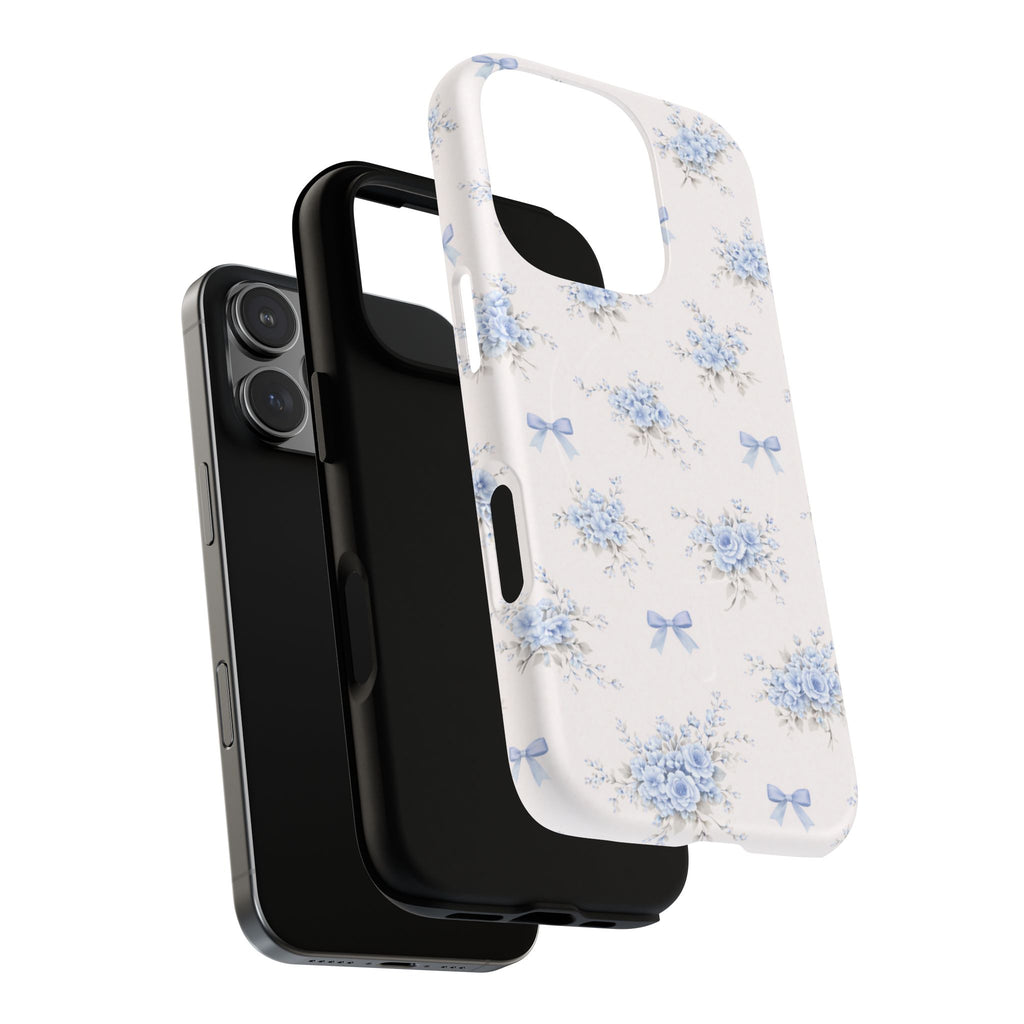 Blue Floral Bow iPhone Case – MagSafe Compatible