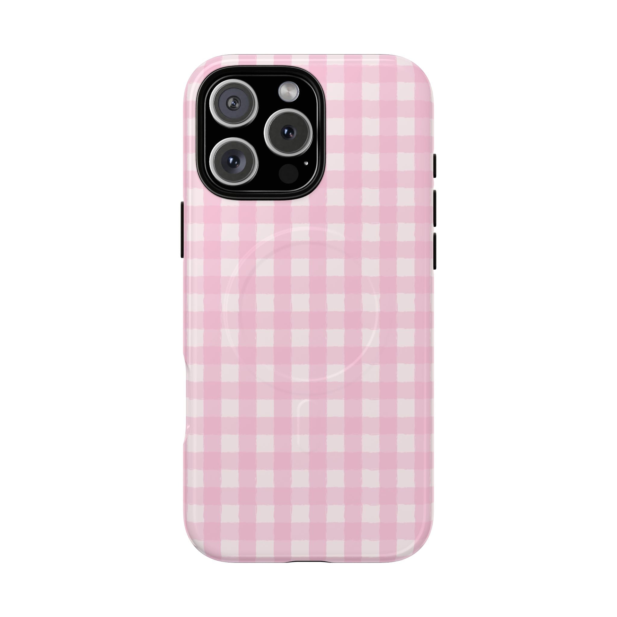 Pink Gingham iPhone Case – MagSafe Compatible